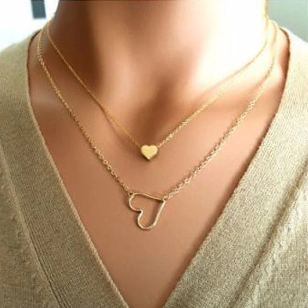 Double Layered Heart Necklace - Image 5
