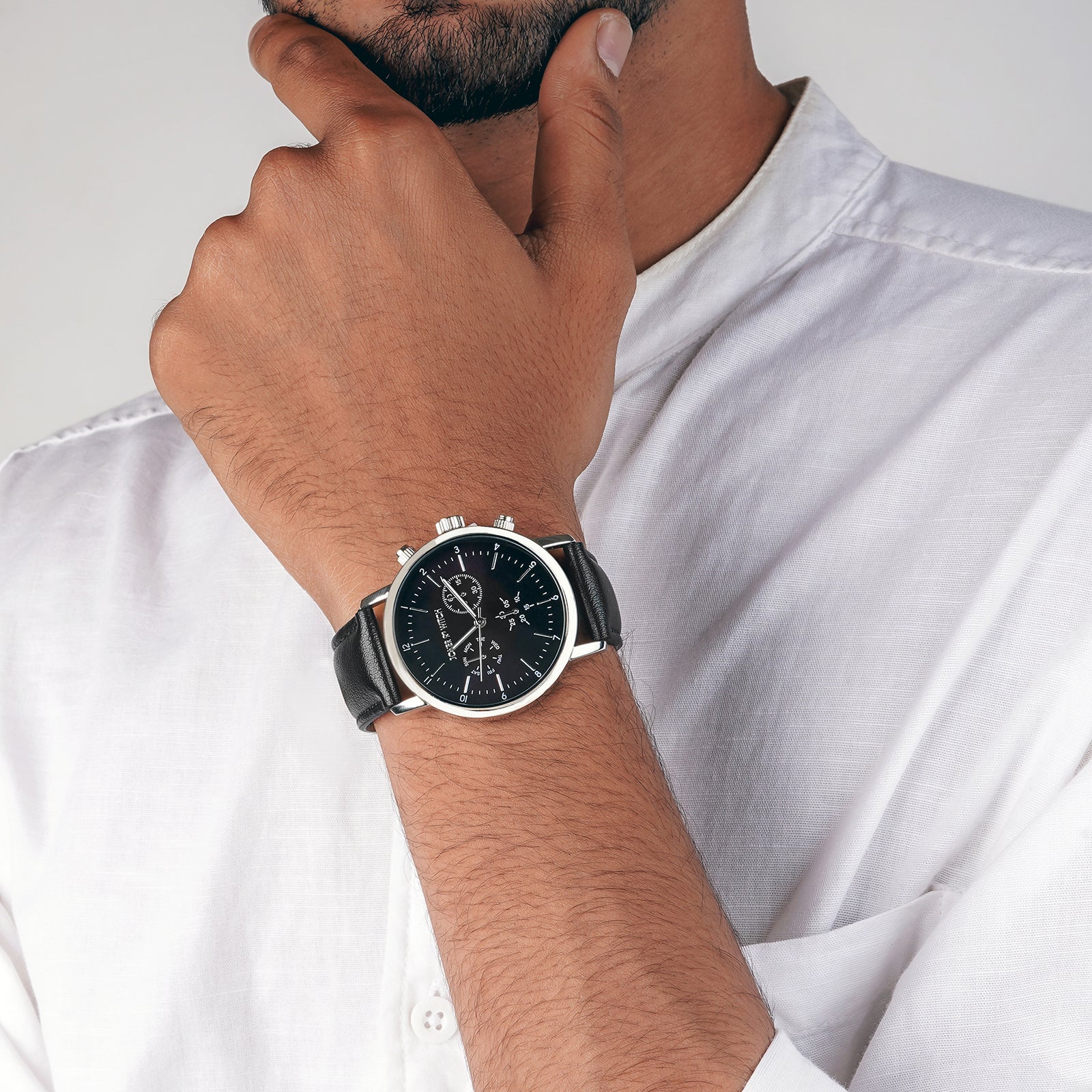 Dracary Black Large Dial PU Strap Men's Watch - Image 2