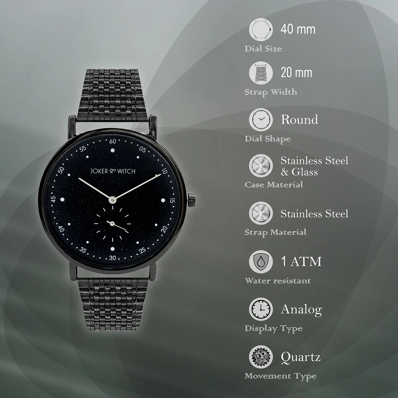 Drake Black Large Dial Linked Chain Strap Men's Watch - Image 7