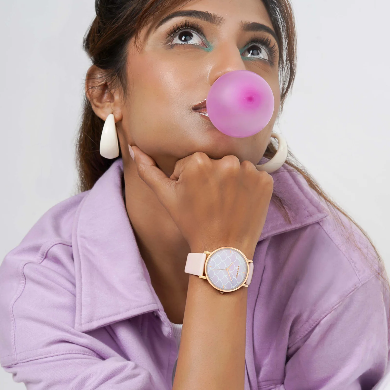 Printed Dreamy Pink Medium Dial PU Strap Women's Watch - Image 2