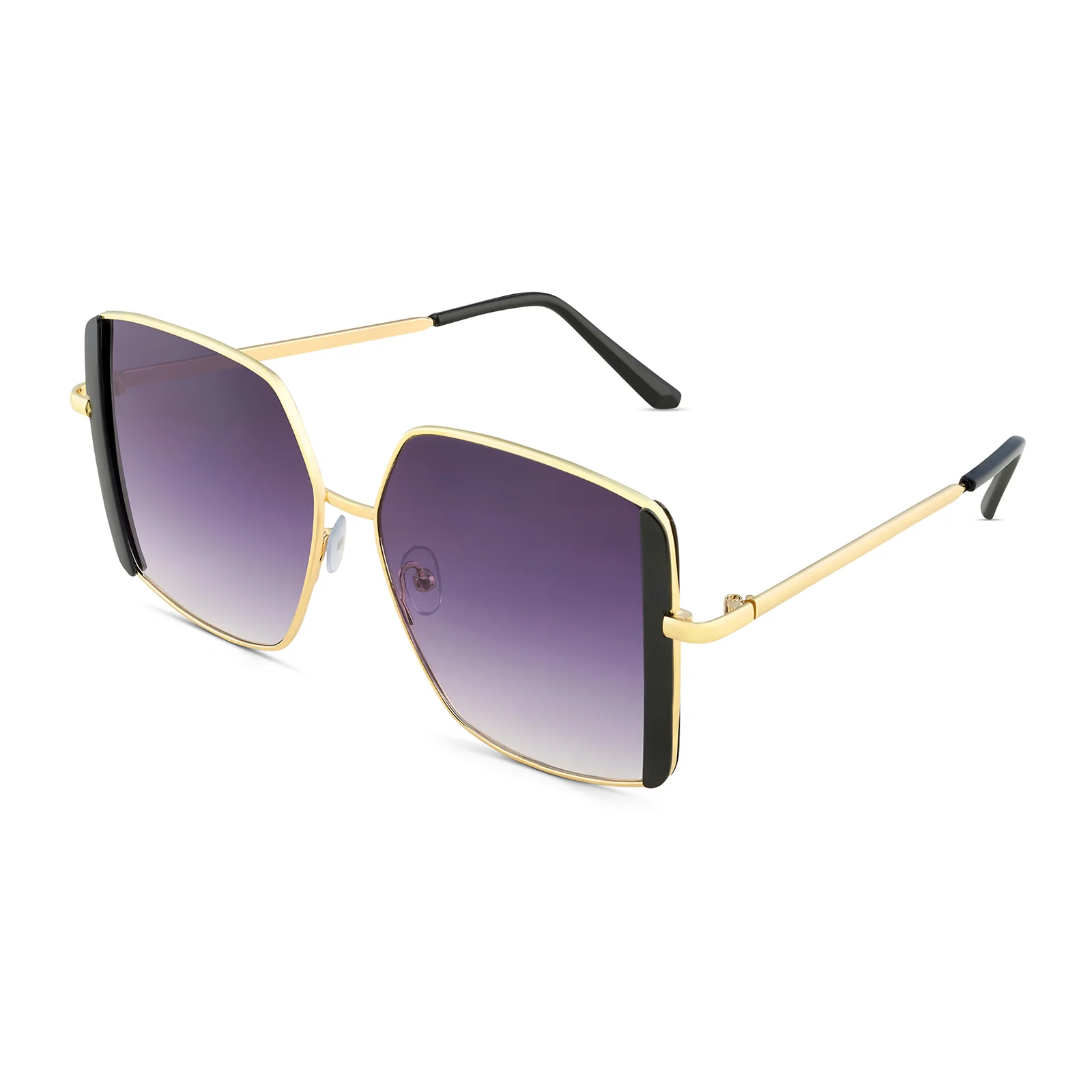 Drip Retro Square Purple Gold Sunglasses with Black Accents - Image 5