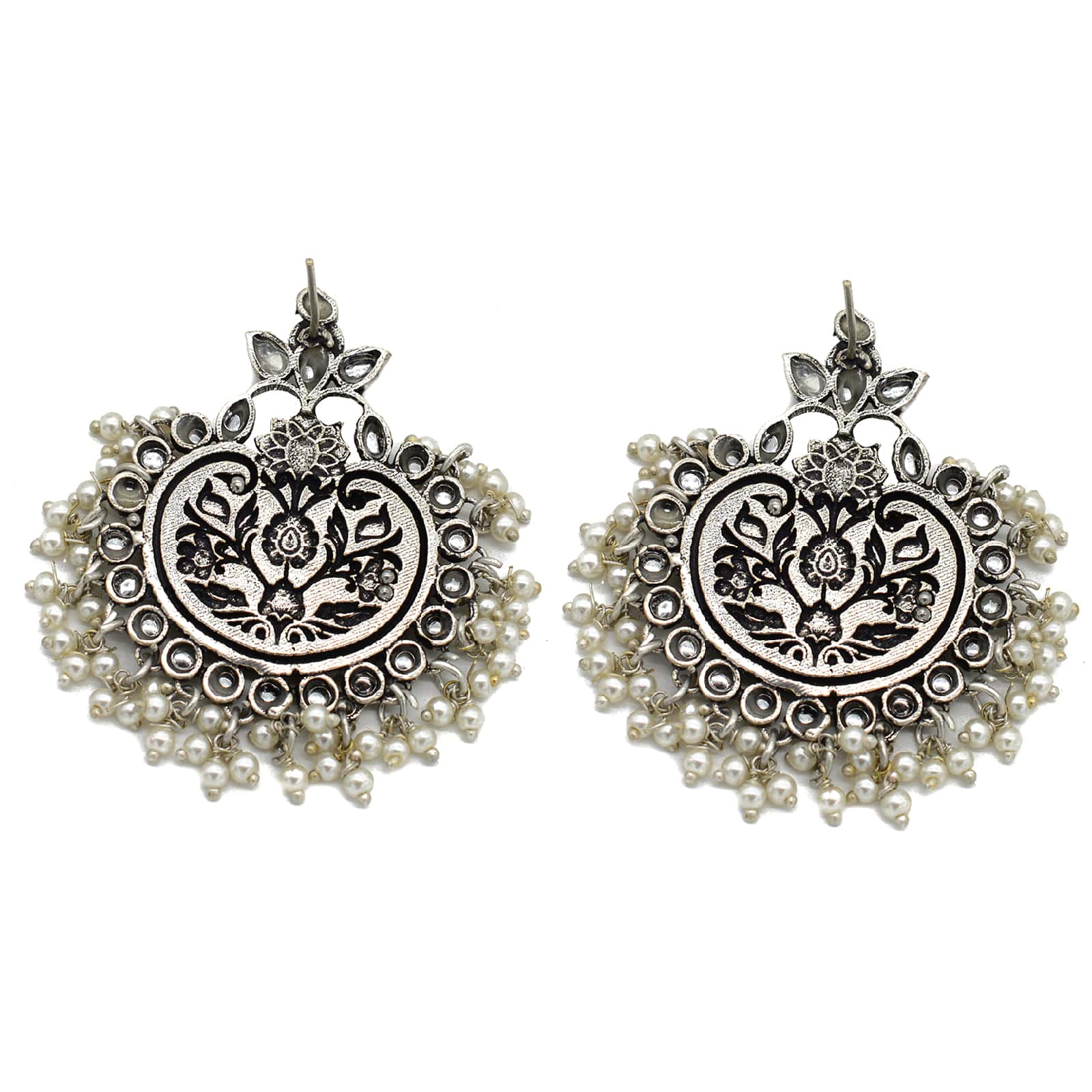 Dual tone Pearl Chandbali Earrings - Image 4