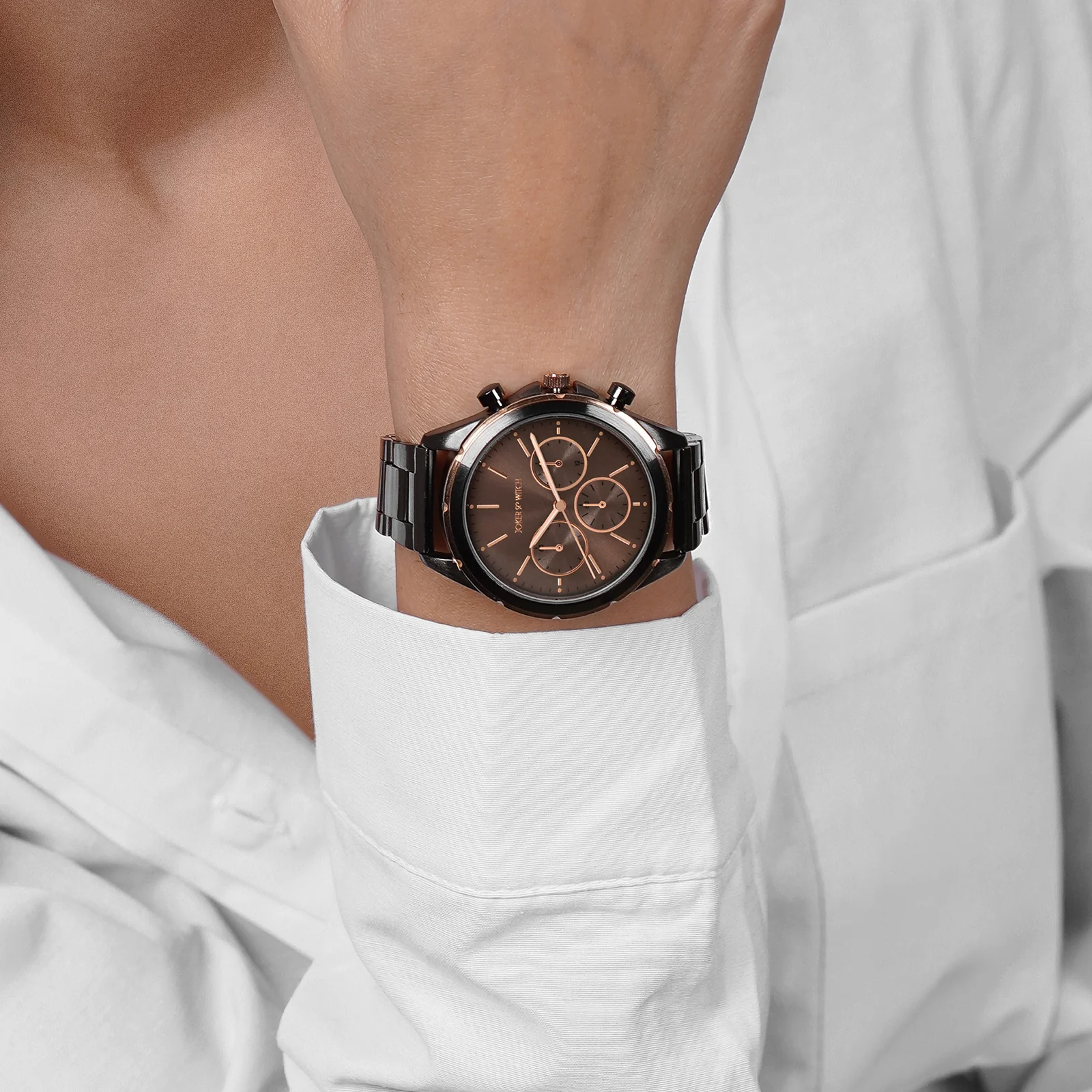 Dubai Taupe Large Dial Gunmetal Linked Chain Strap Men's Watch - Image 2