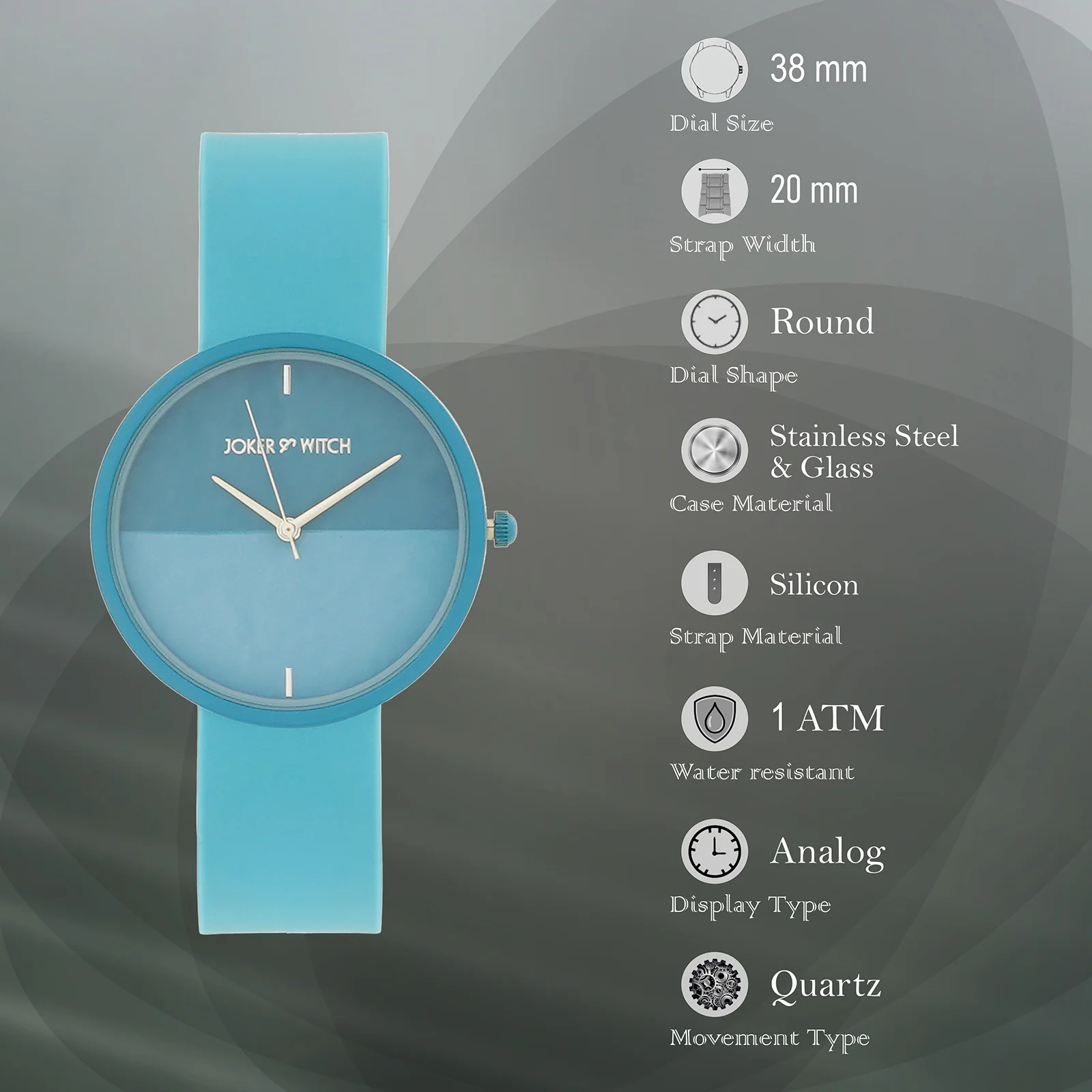 Duet Chroma Blue Large Dial Silicone Strap Unisex Watch - Image 7