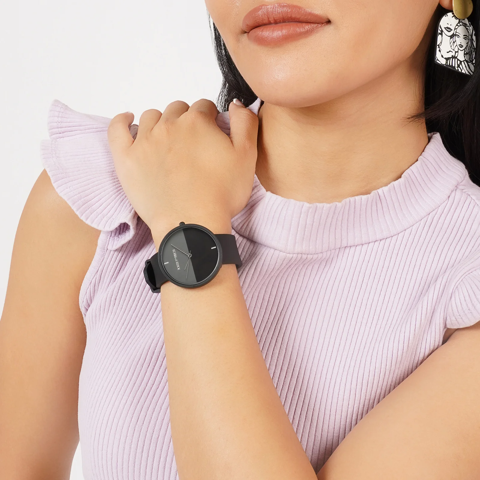 Duet Ecliptic Grey Large Dial Black Silicone Strap Unisex Watch - Image 2