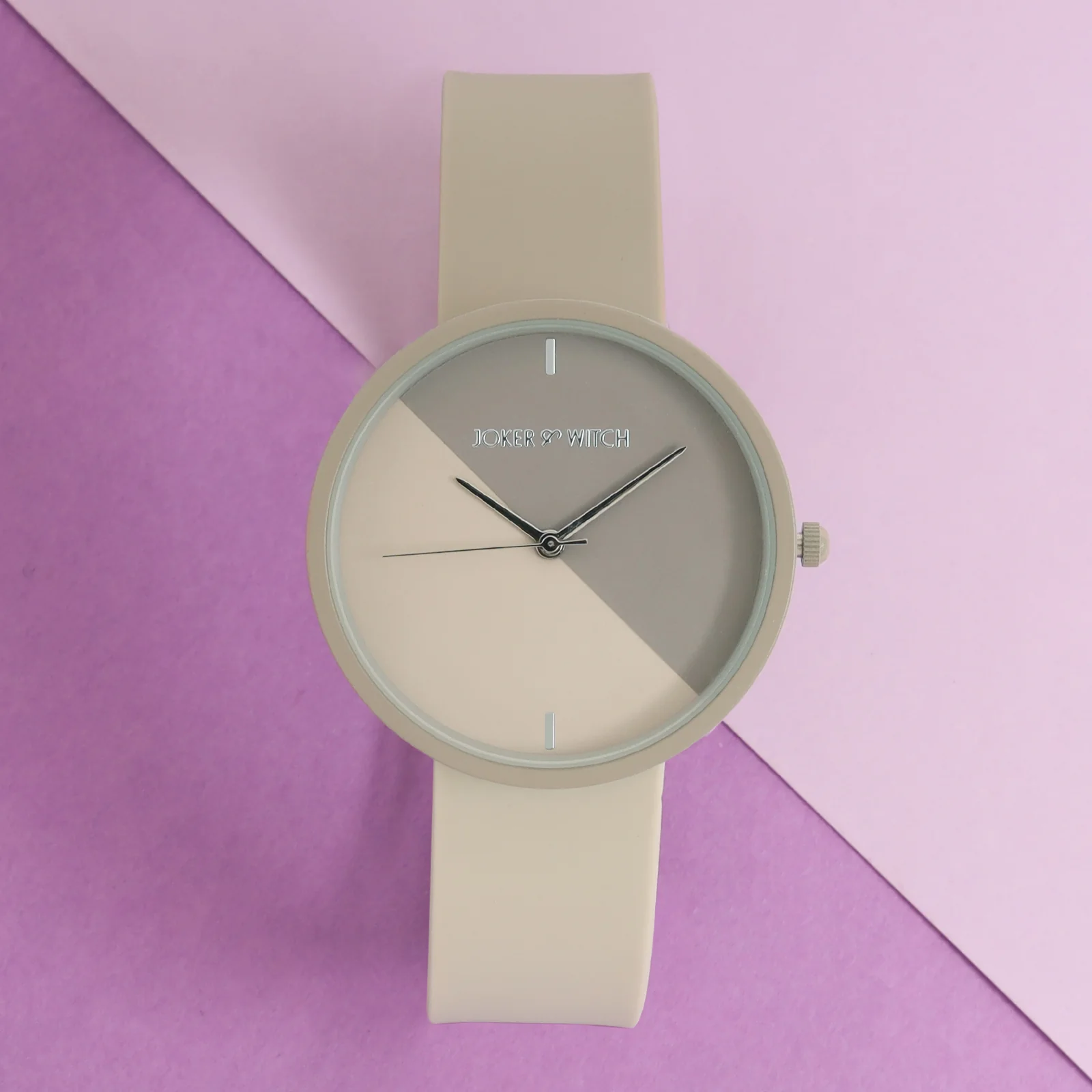 Duet Hue Wave Beige Large Dial Silicone Strap Unisex Watch - Image 3