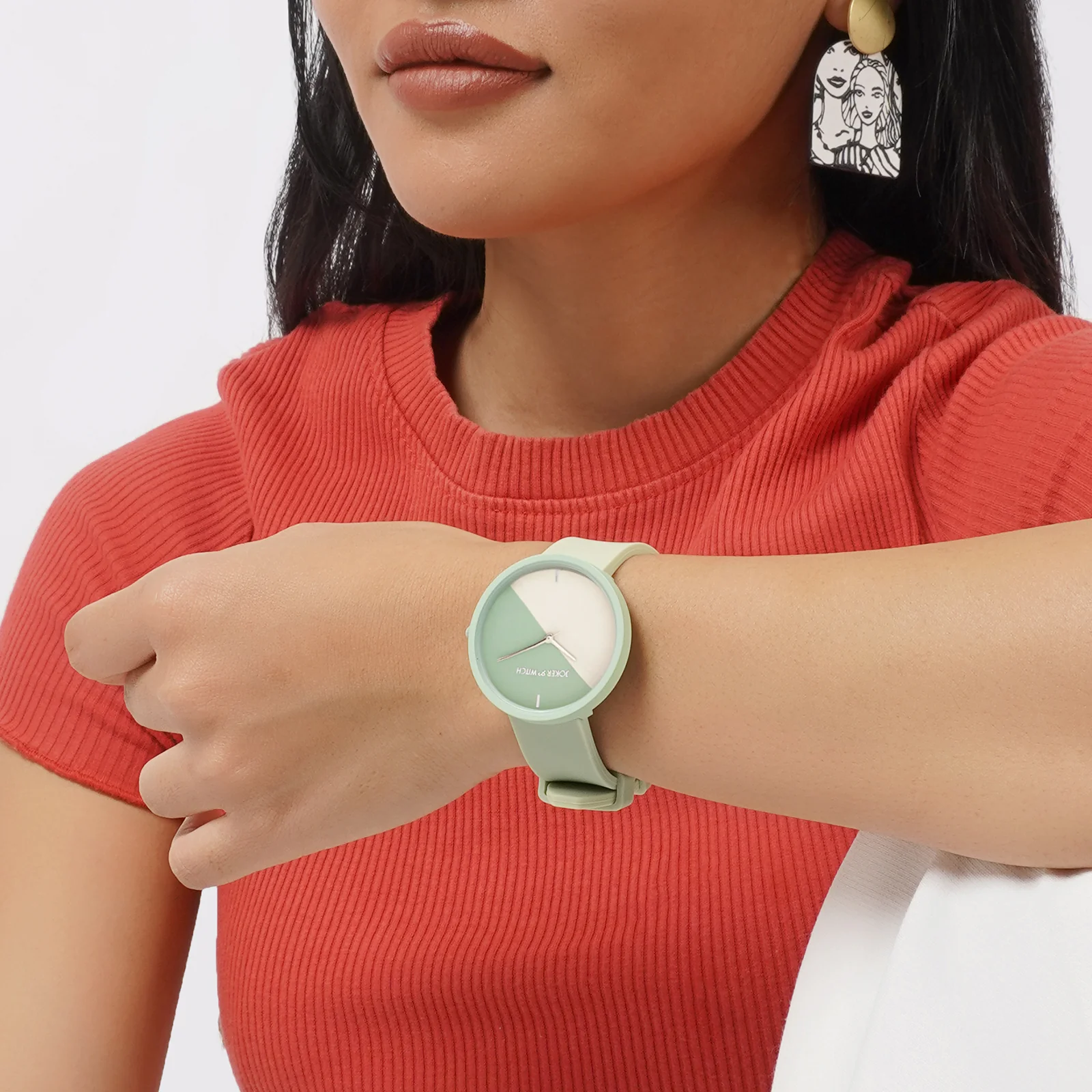 Duet Meadow Green Large Dial Silicone Strap Unisex Watch - Image 2