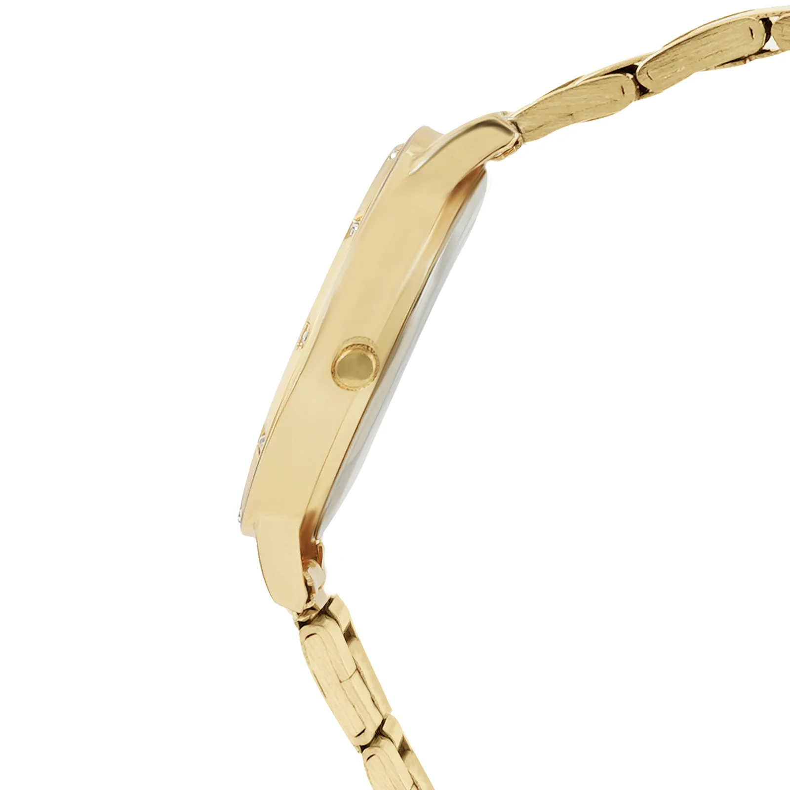 Dusk Black Large Rhinestone Dial Gold Linked Chain Strap Women's Watch - Image 5