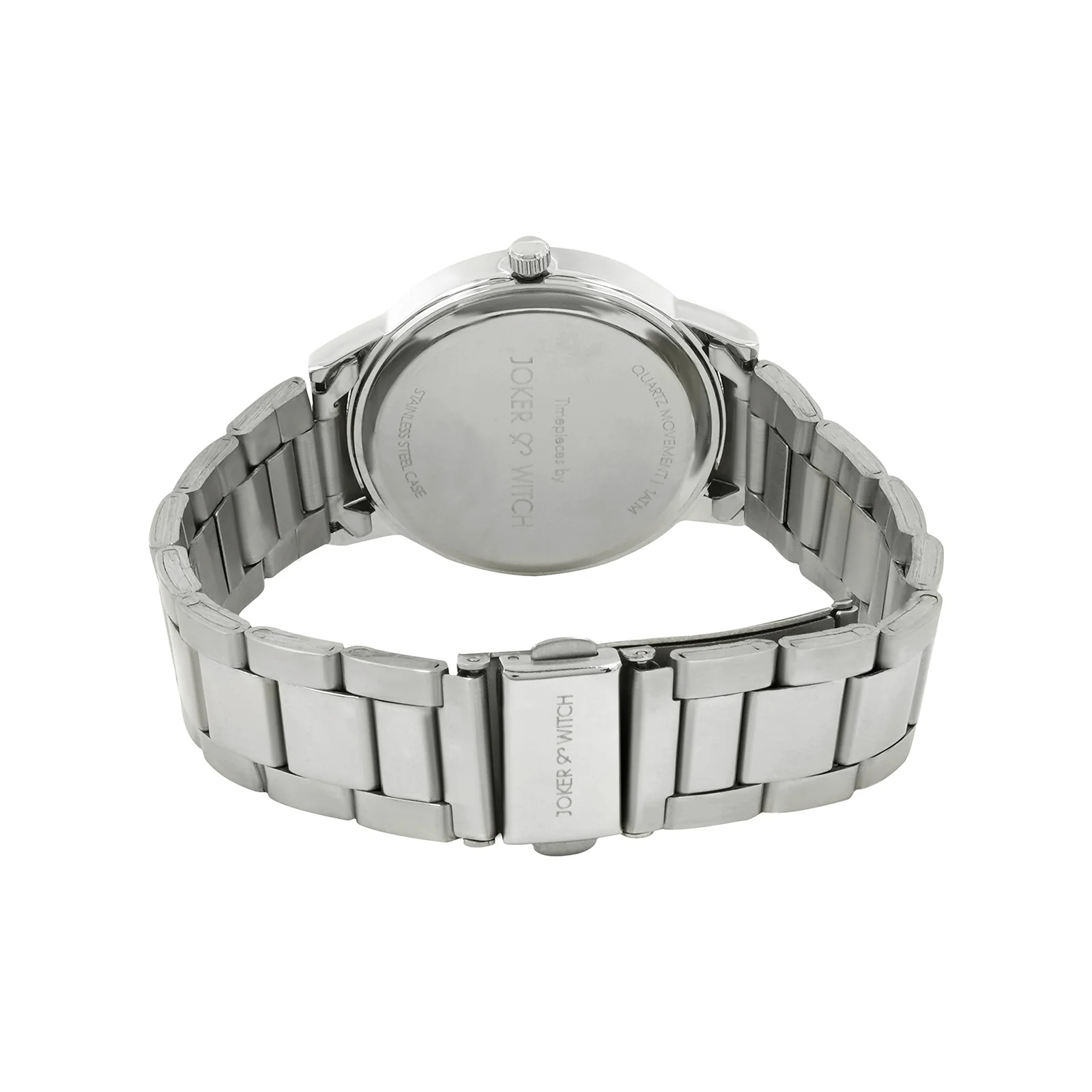 Dusk Black Large Rhinestone Dial Silver Linked Chain Strap Women's Watch - Image 6