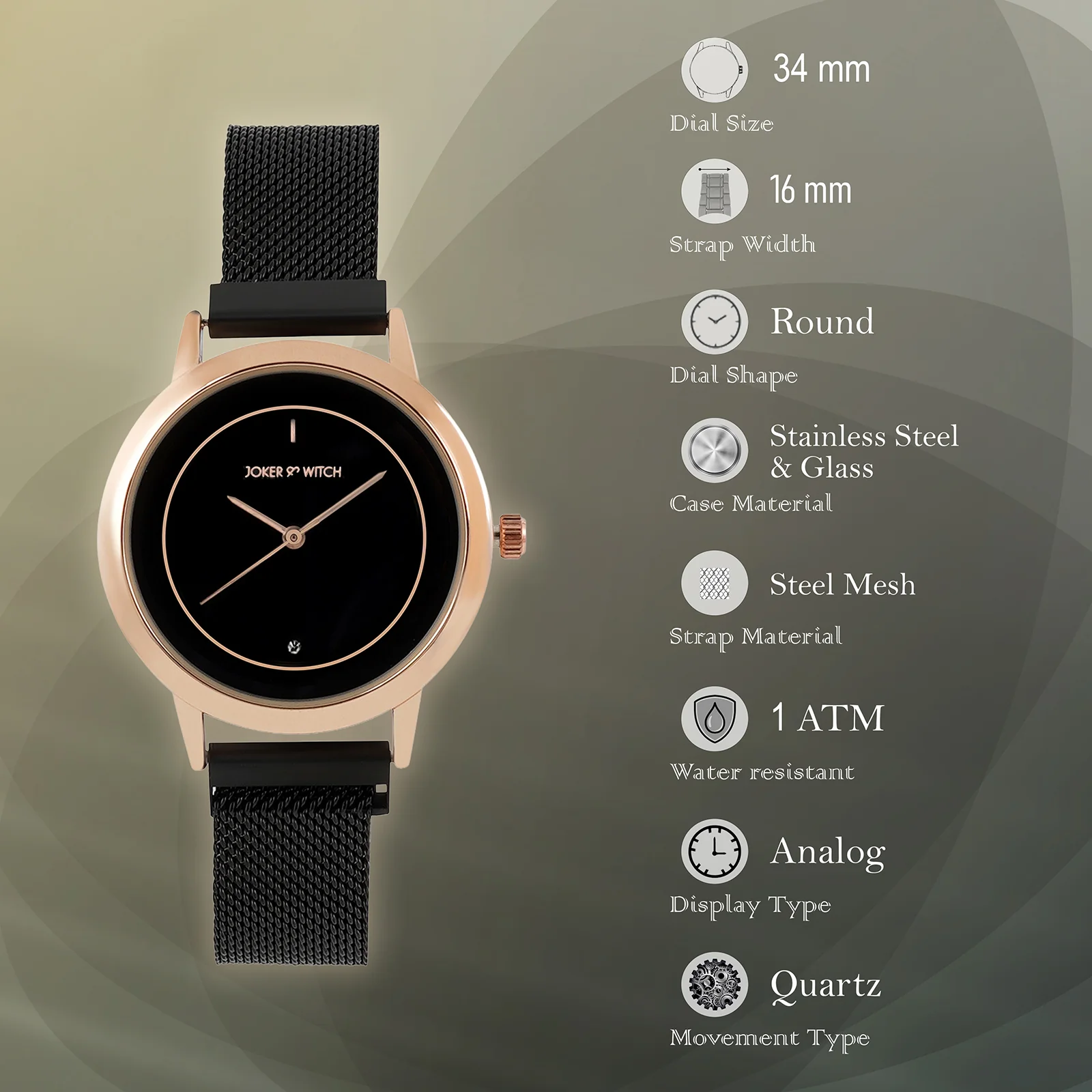 Eclipse Black Medium Dial Magnetic Strap Women's Watch - Image 7