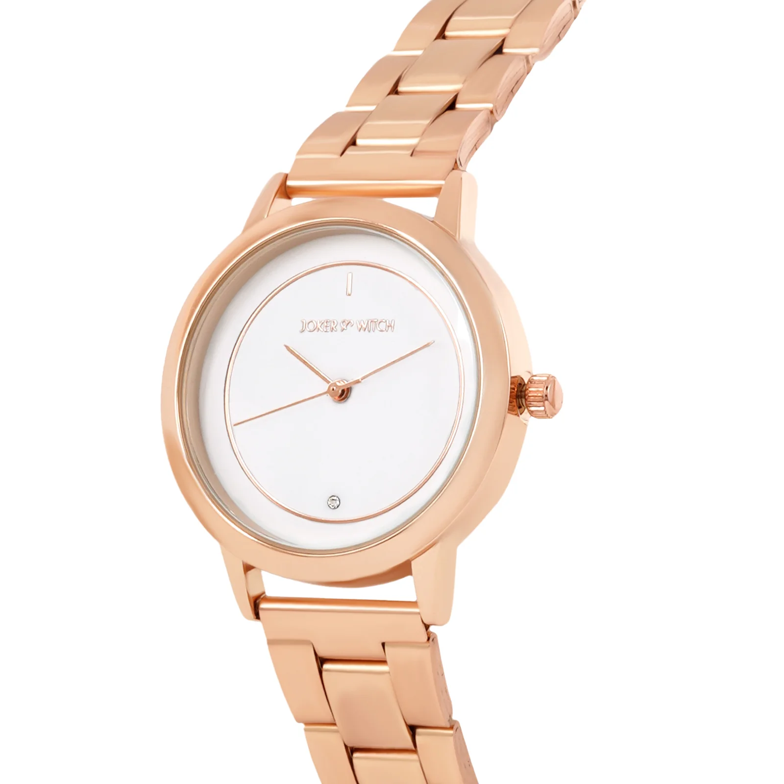 Eclipse White Medium Dial Rose Gold Linked Chain Strap Women's Watch - Image 4