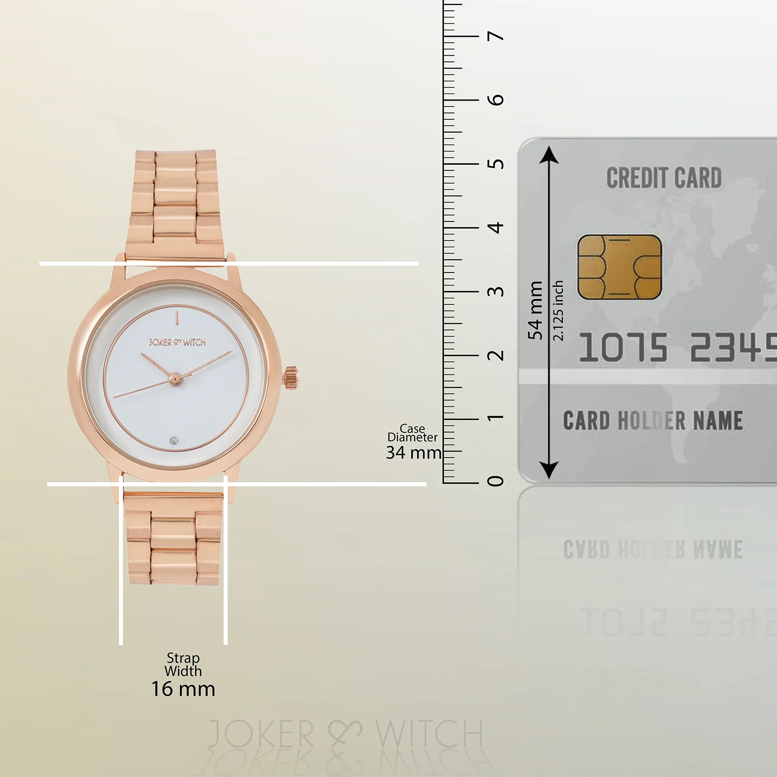 Eclipse White Medium Dial Rose Gold Linked Chain Strap Women's Watch - Image 8
