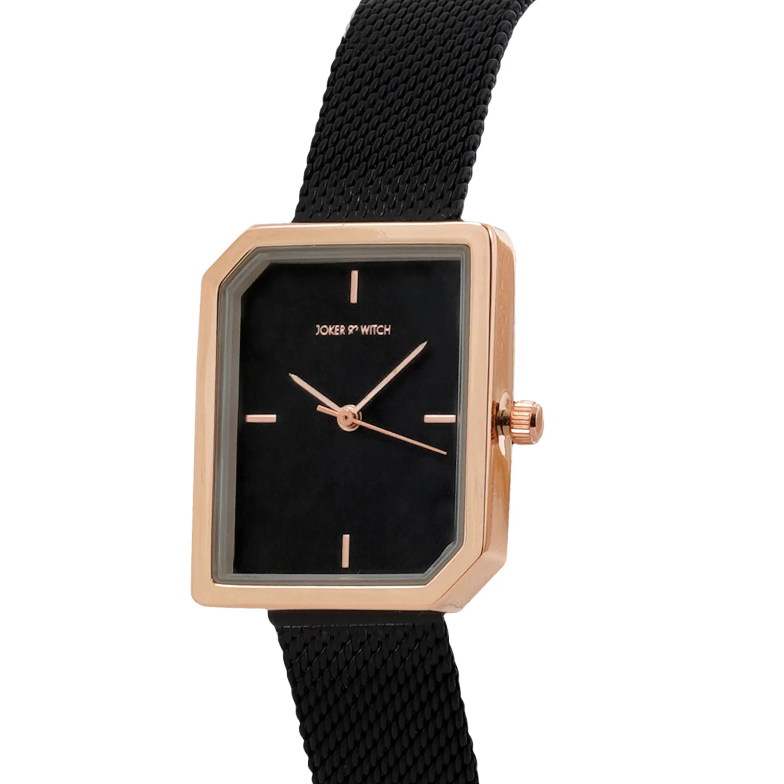 Edge Black Small Hexagon Dial Mesh Strap Women's Watch - Image 4