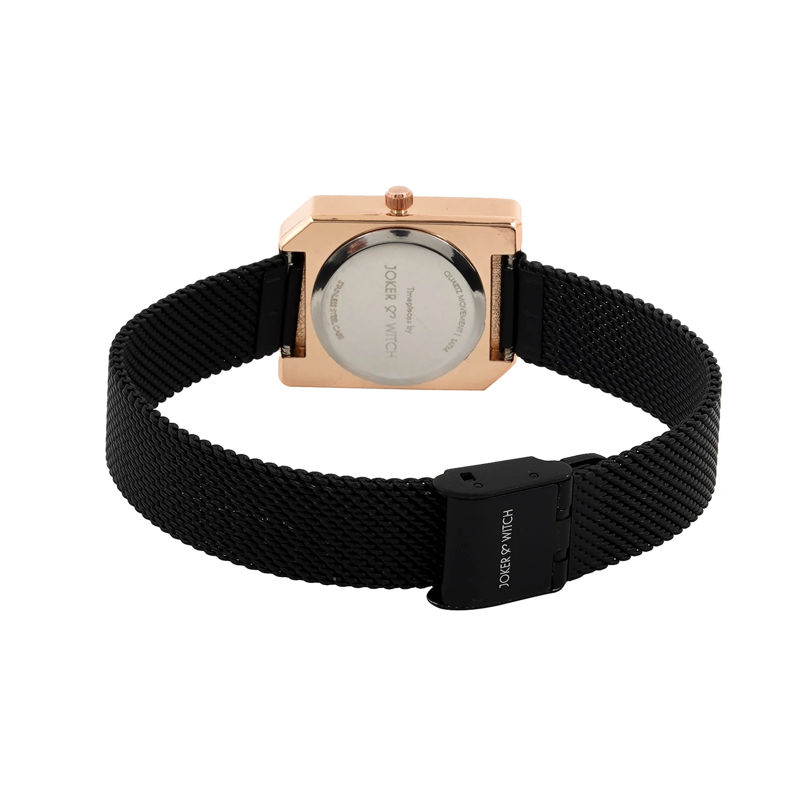 Edge Black Small Hexagon Dial Mesh Strap Women's Watch - Image 6