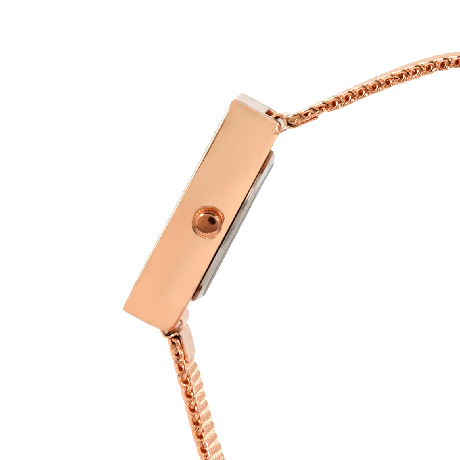 Edge Black Small Hexagon Dial Rose Gold Mesh Strap Women's Watch - Image 5