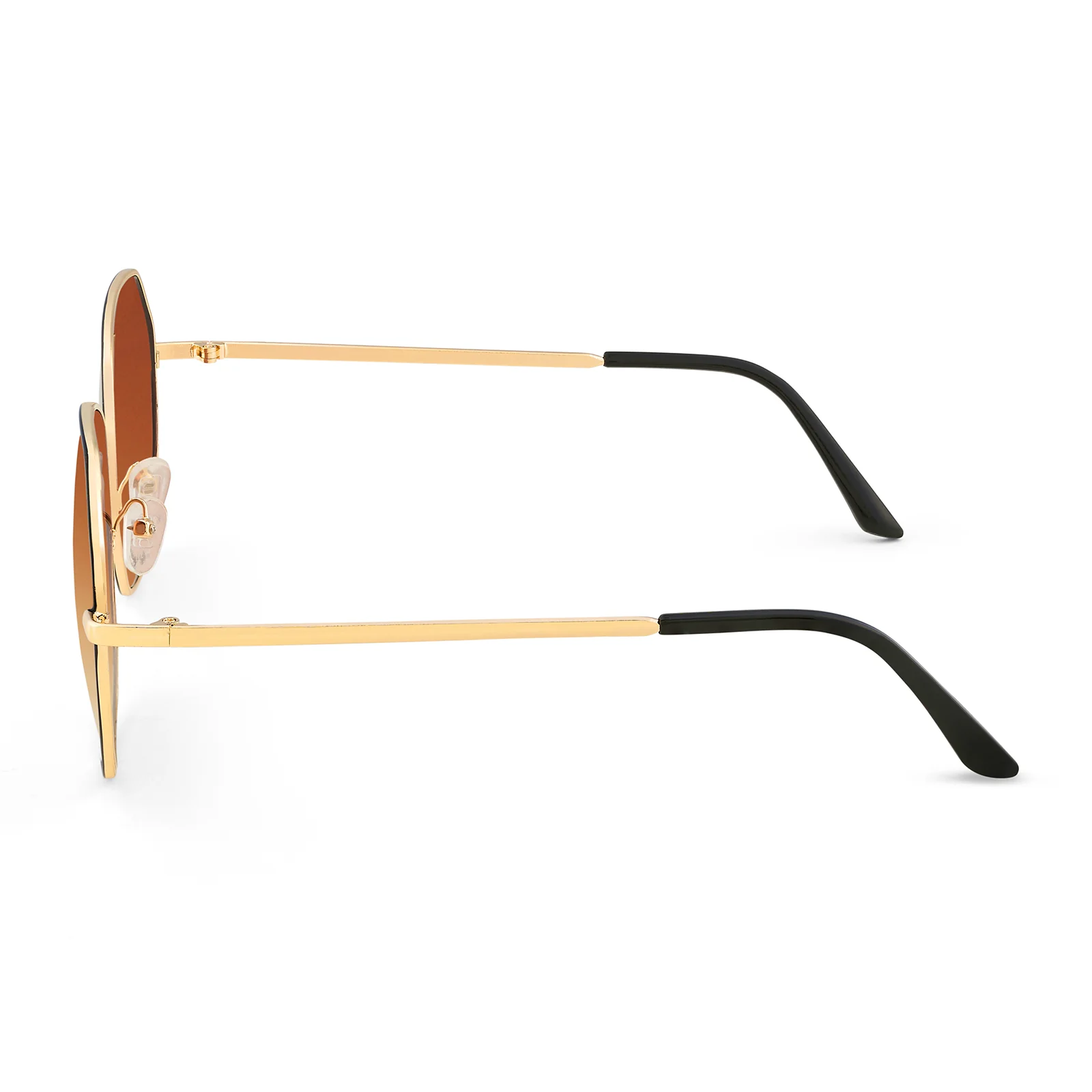 Edge Octagon Brown Ombre Lens Gold Frame Sunglasses - Image 5