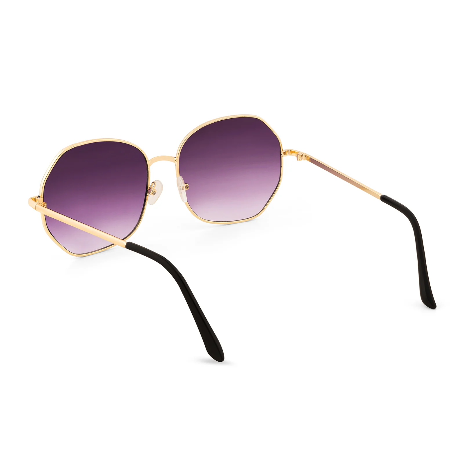 Edge Octagon Purple Ombre Lens Gold Frame Sunglasses - Image 3