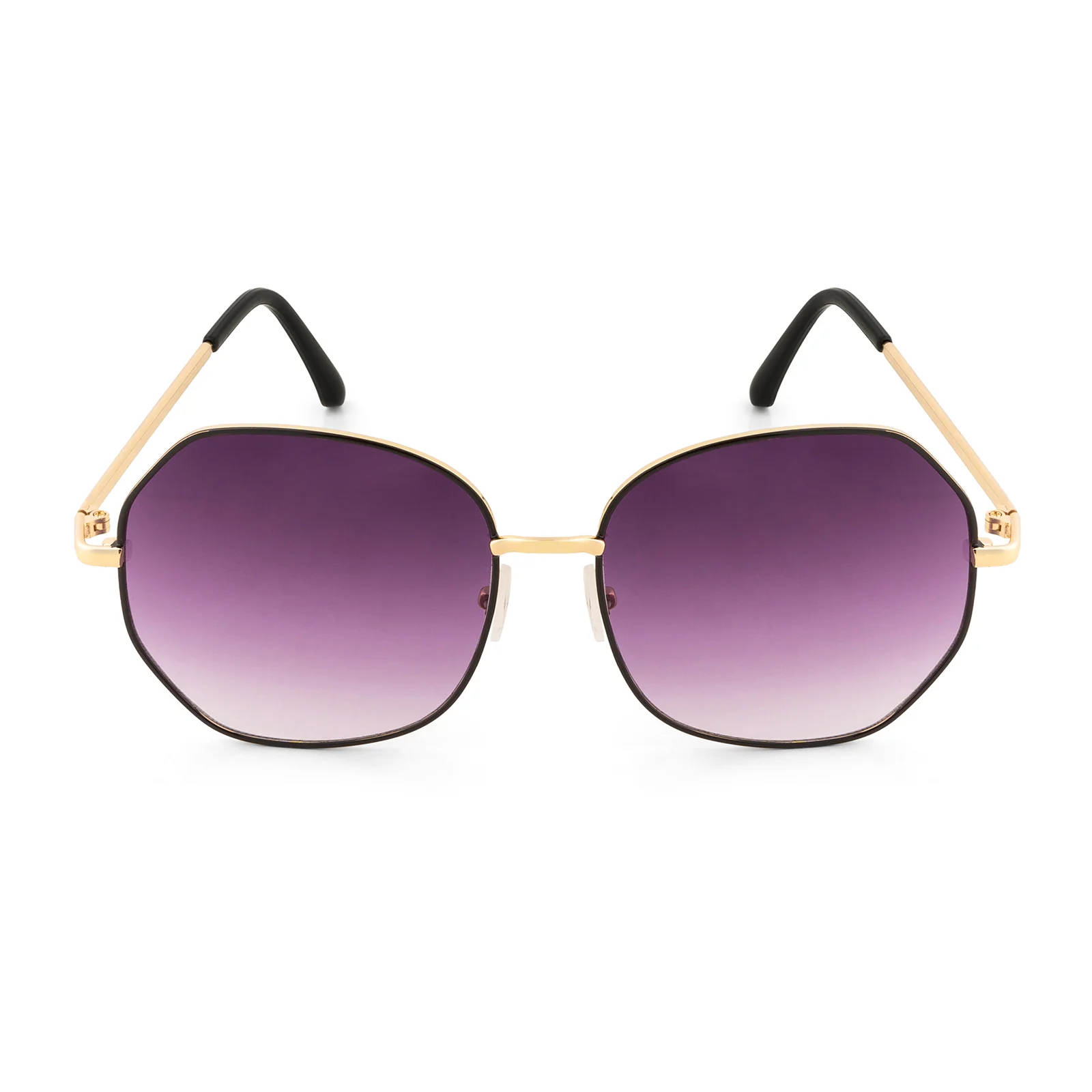 Edge Octagon Purple Ombre Lens Gold Frame Sunglasses - Image 4