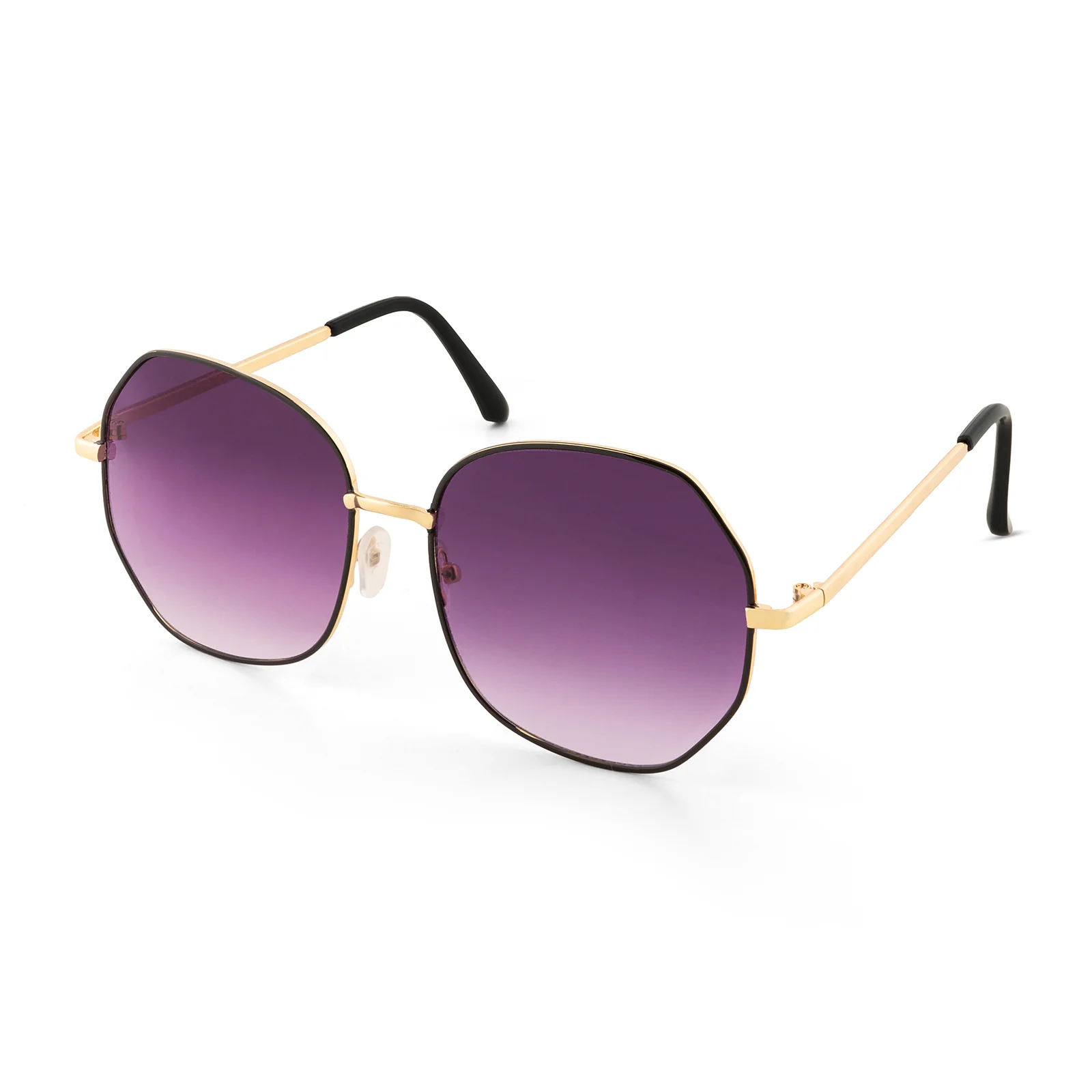 Edge Octagon Purple Ombre Lens Gold Frame Sunglasses - Image 5