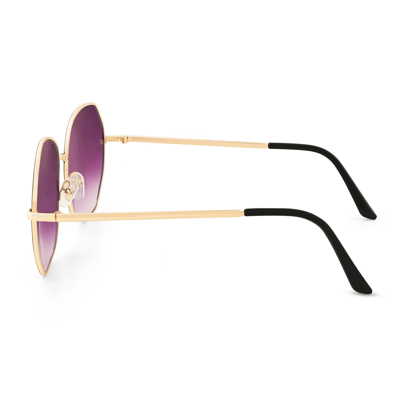 Edge Octagon Purple Ombre Lens Gold Frame Sunglasses - Image 6