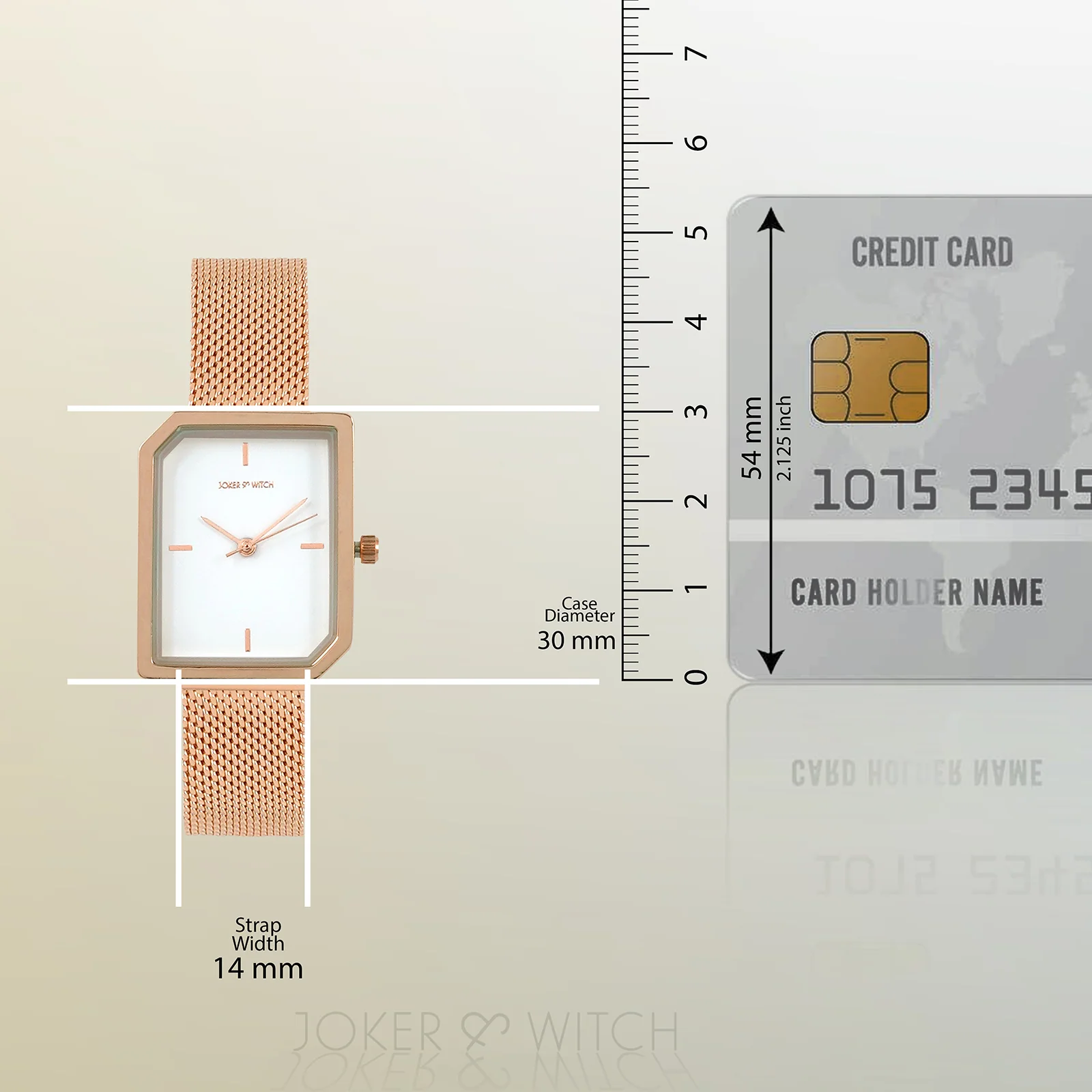 Edge White Small Hexagon Dial Rose Gold Mesh Strap Women's Watch - Image 8