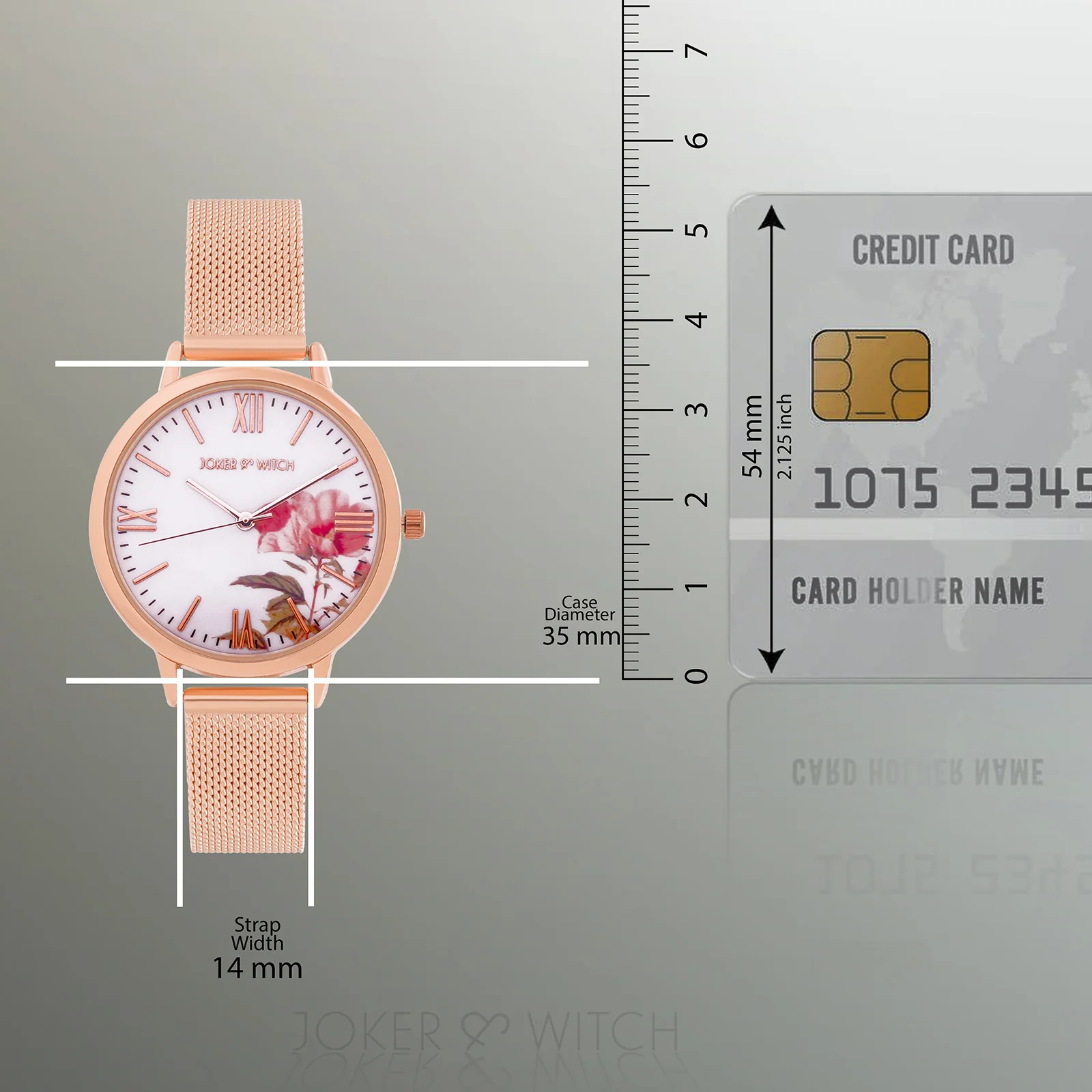 Edna White Medium Dial Rose Gold Mesh Strap Women's Watch - Image 8