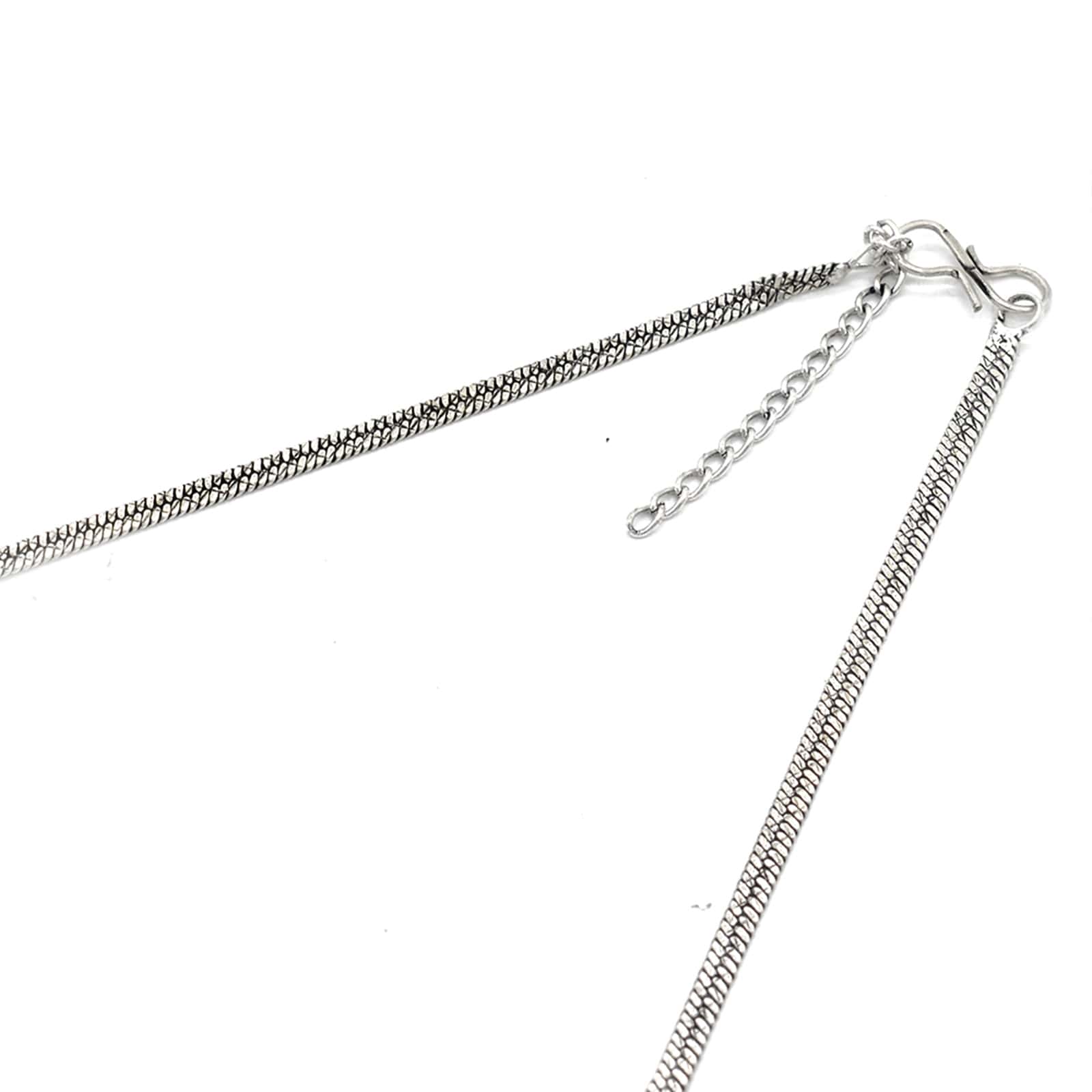 Ekladh Green Stone Silver Pearl Necklace Set - Image 6