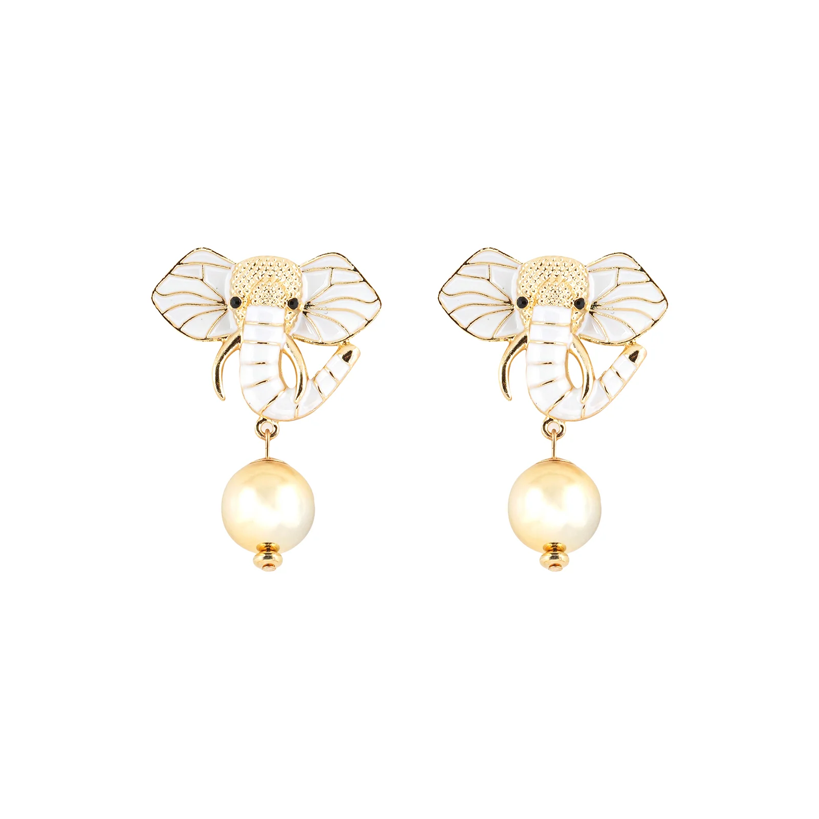 Eli The Elephant White And Gold Earring - Image 3