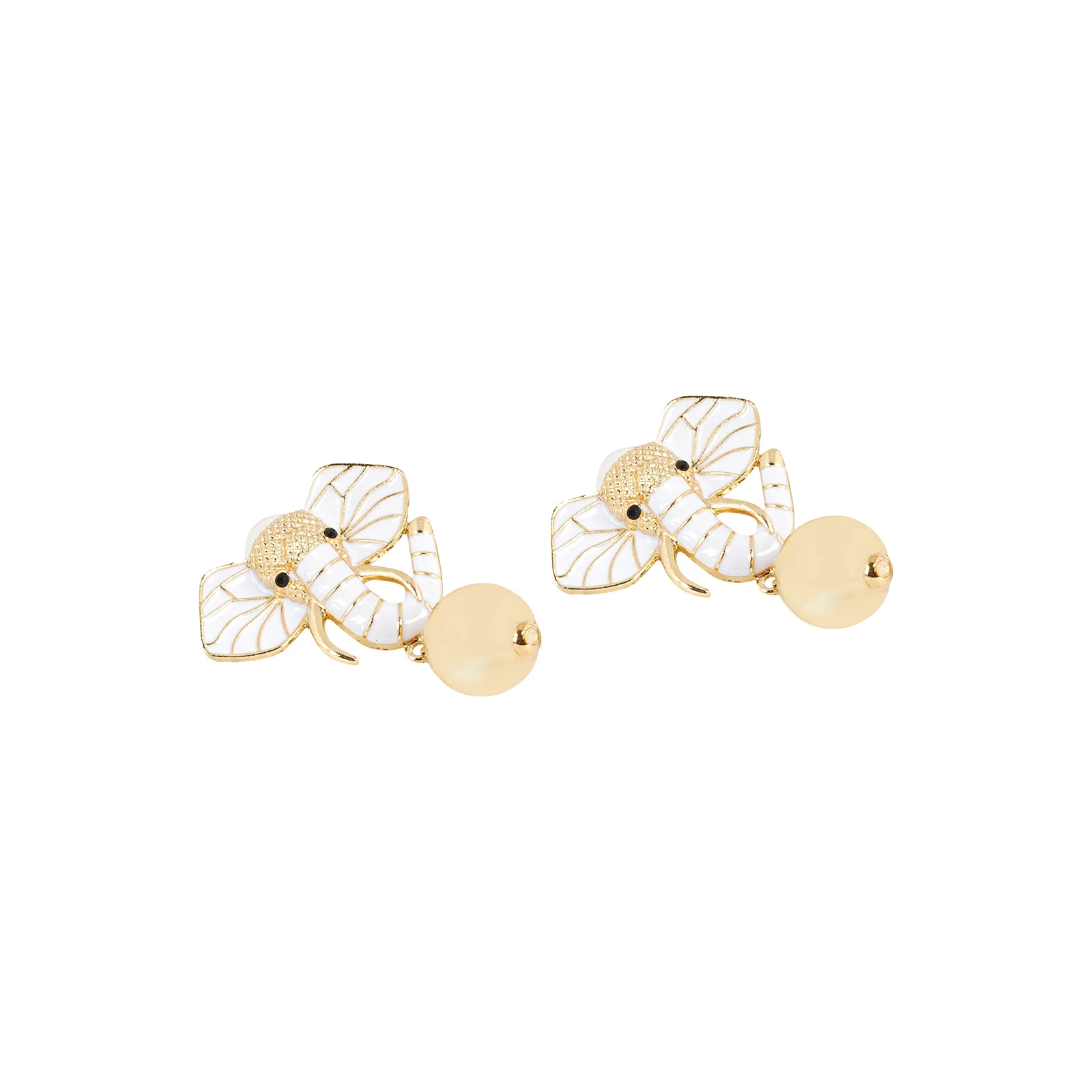 Eli The Elephant White And Gold Earring - Image 4