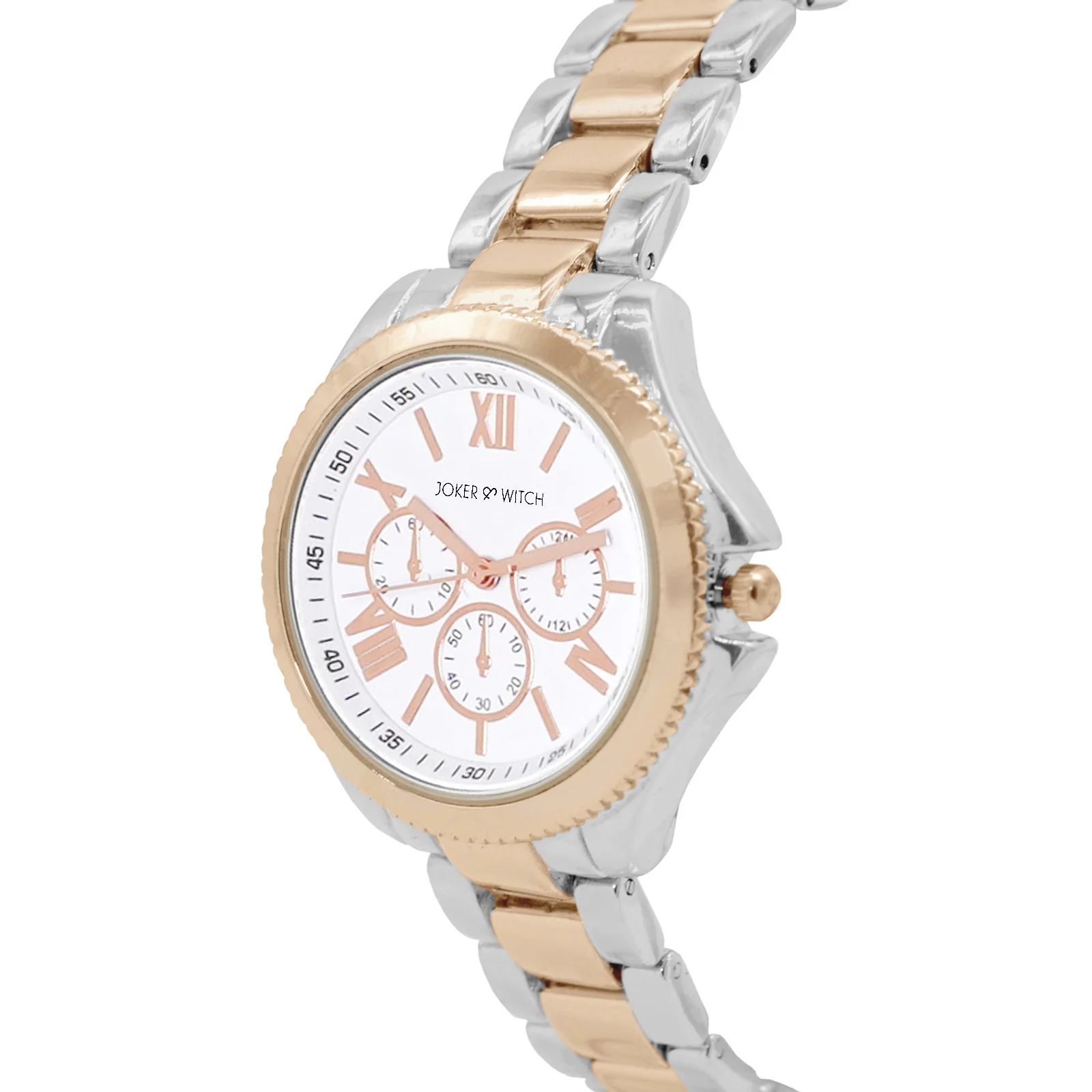Ella White Medium Dial Dual Tone Linked Chain Strap Women's Watch - Image 3