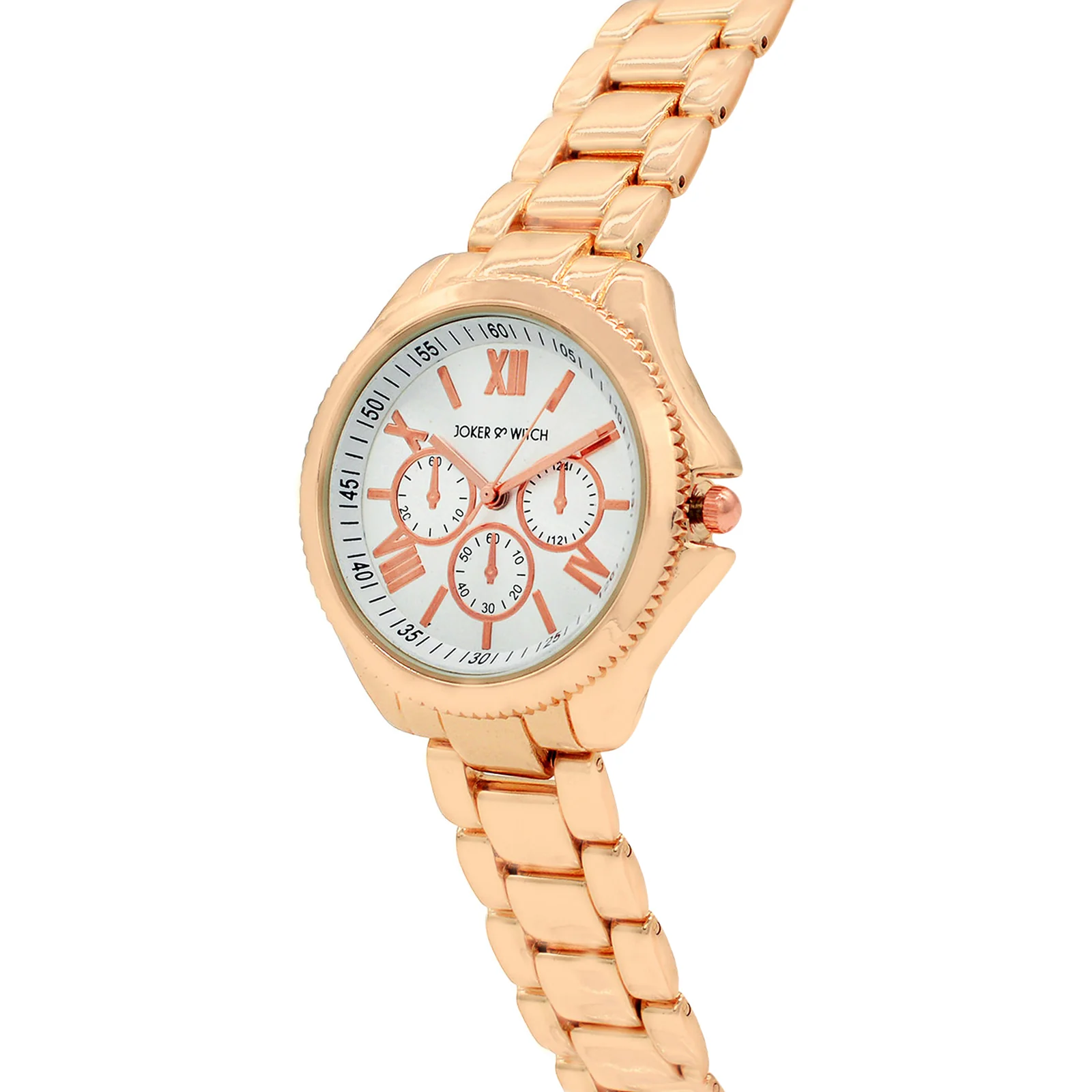 Ella White Medium Dial Rose Gold Linked Chain Strap Women's Watch - Image 4