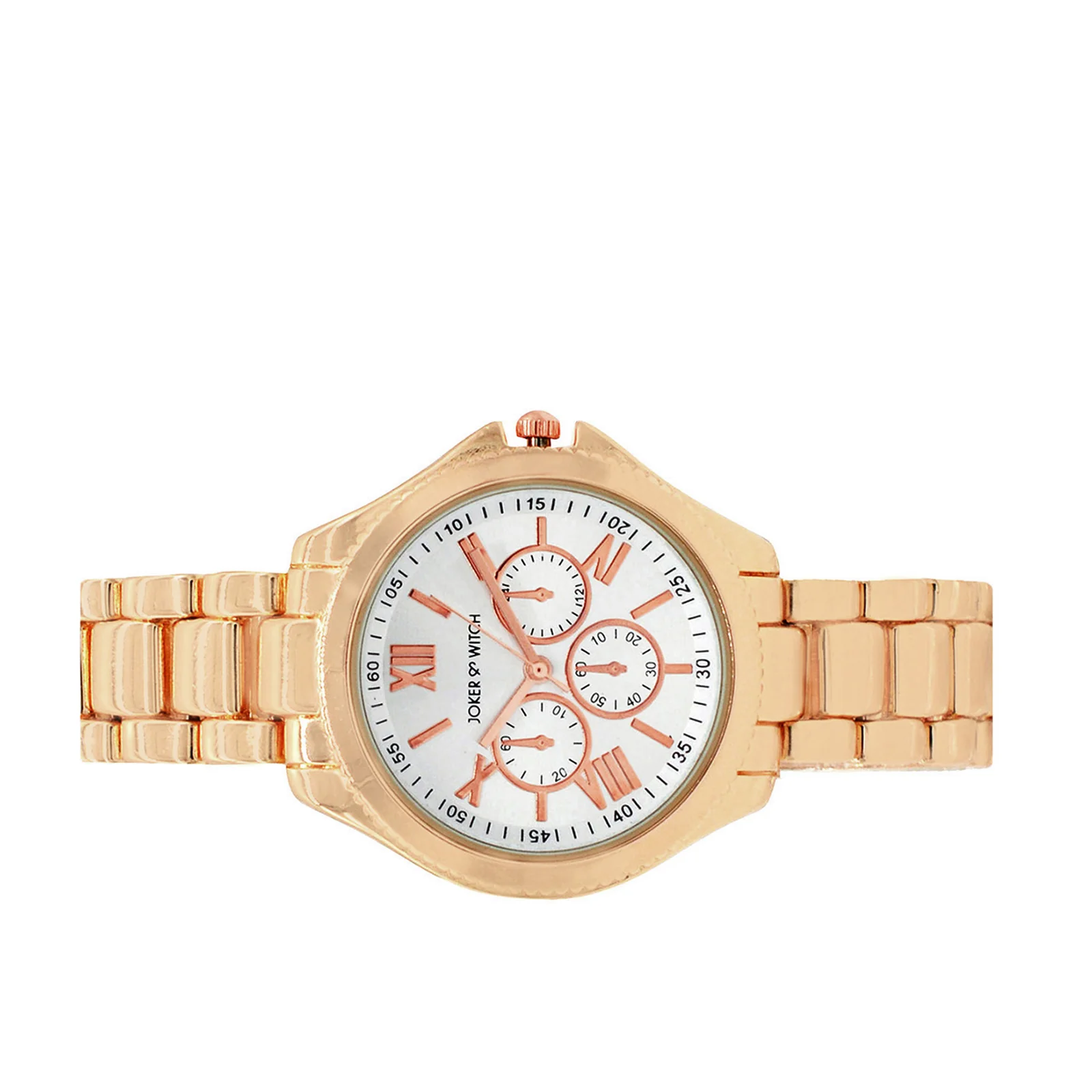 Ella White Medium Dial Rose Gold Linked Chain Strap Women's Watch - Image 5