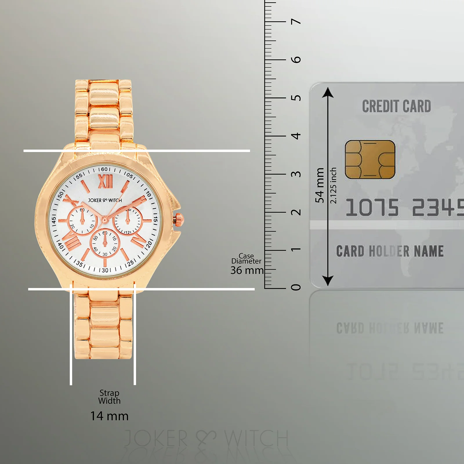 Ella White Medium Dial Rose Gold Linked Chain Strap Women's Watch - Image 9