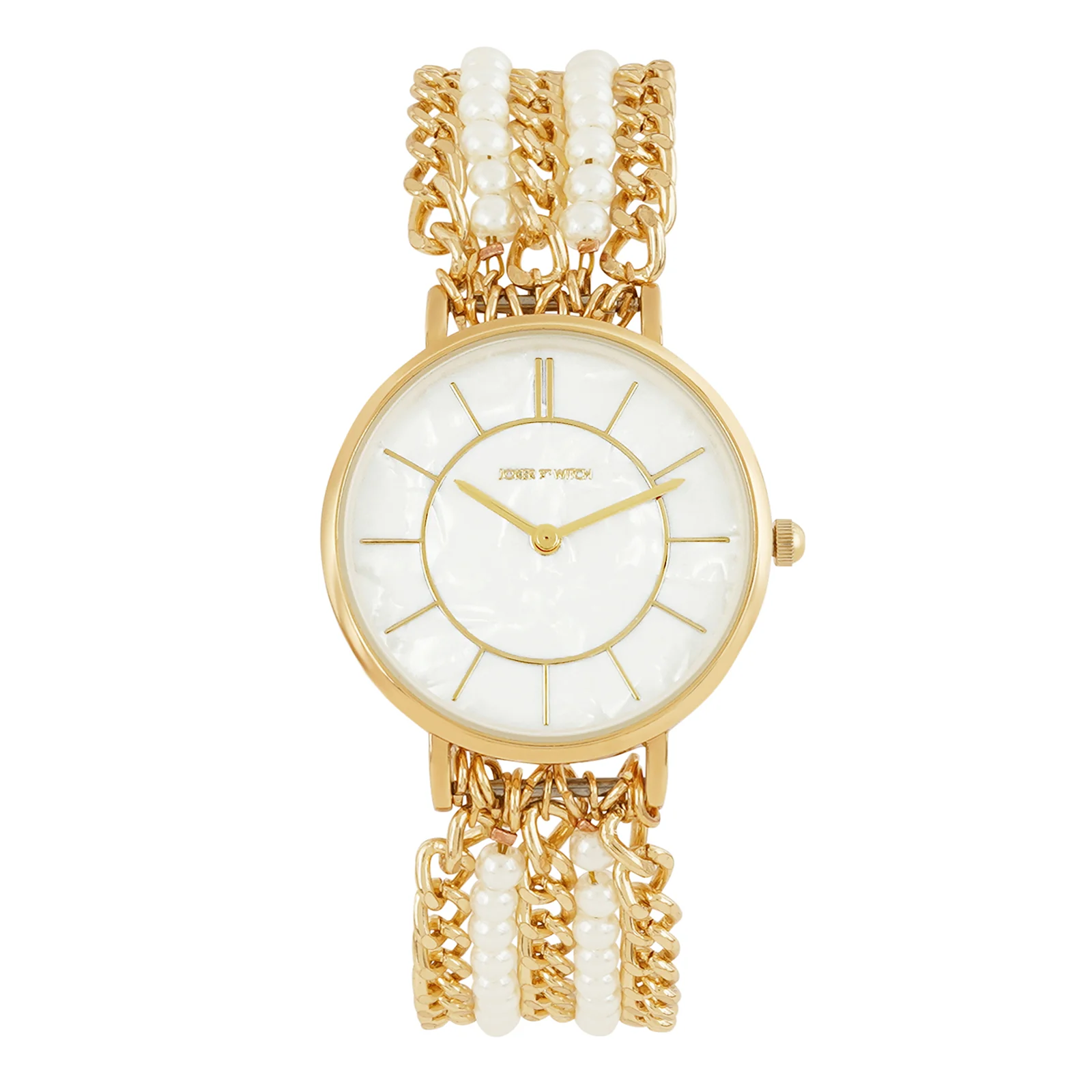 Elloria White MOP Medium Dial Gold Pearl Strap Women's Watch - Image 4