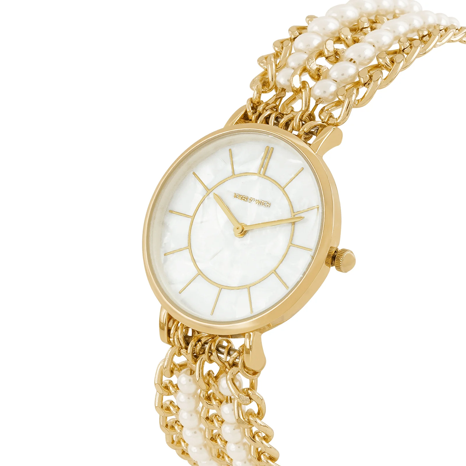 Elloria White MOP Medium Dial Gold Pearl Strap Women's Watch - Image 5
