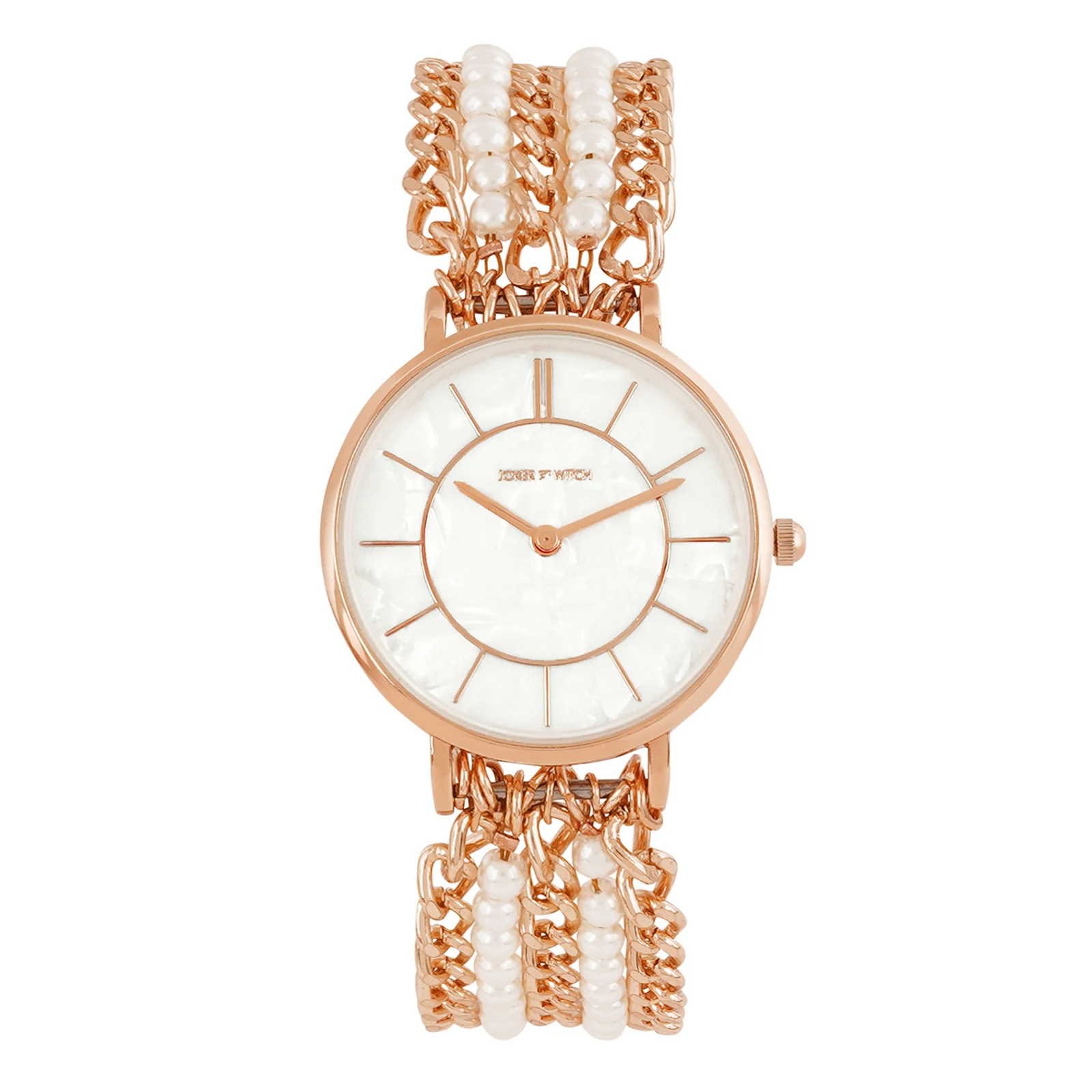 Elloria White MOP Medium Dial Rose Gold Pearl Strap Women's Watch - Image 4