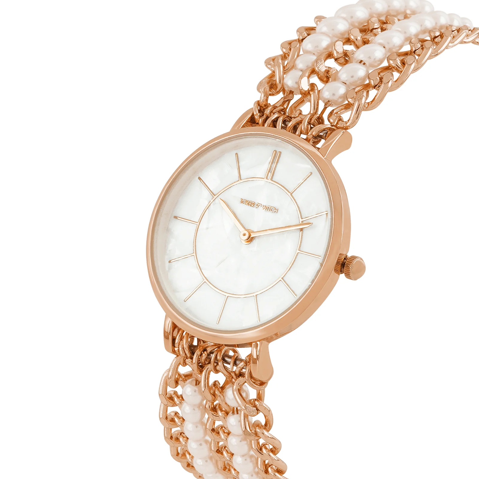 Elloria White MOP Medium Dial Rose Gold Pearl Strap Women's Watch - Image 5