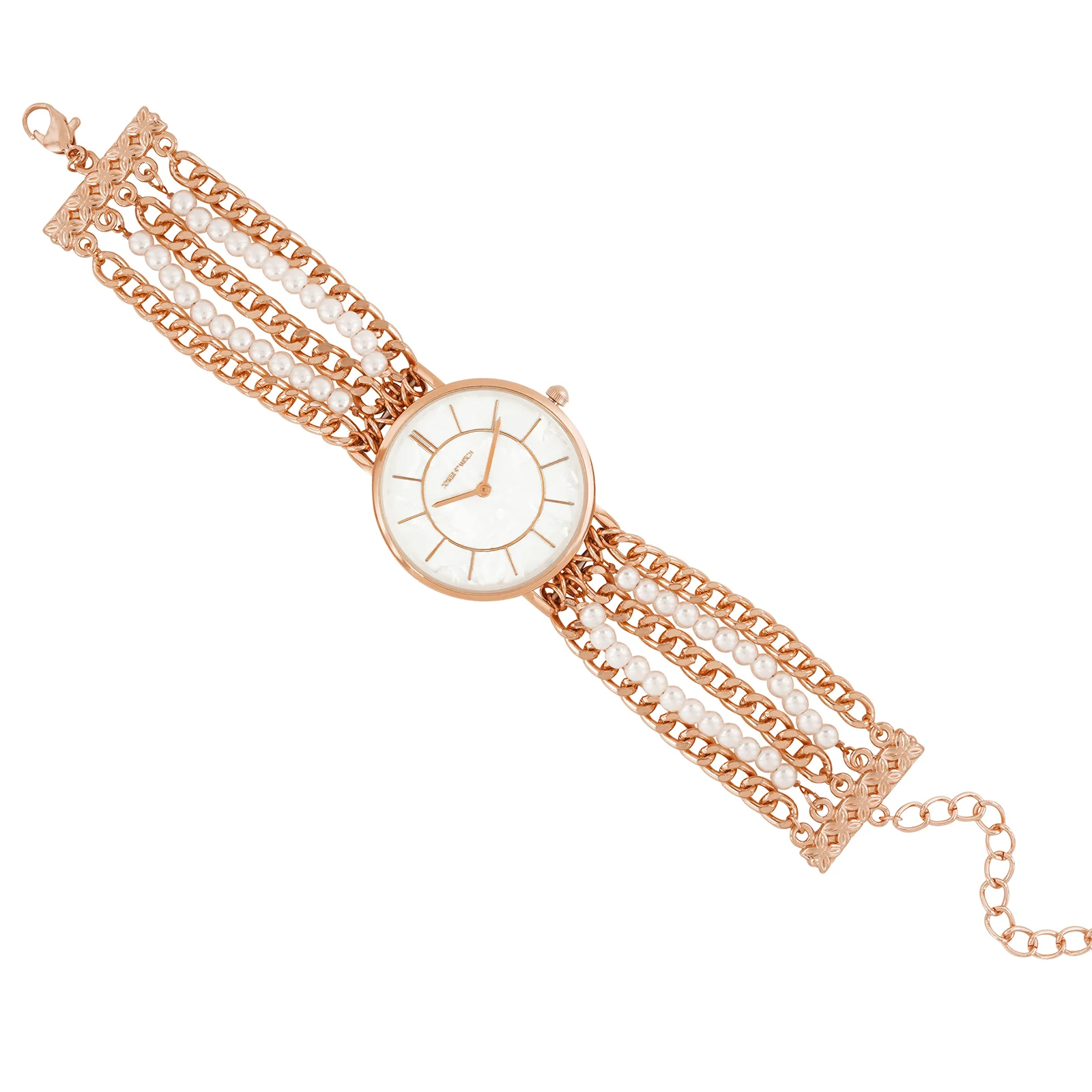 Elloria White MOP Medium Dial Rose Gold Pearl Strap Women's Watch - Image 7