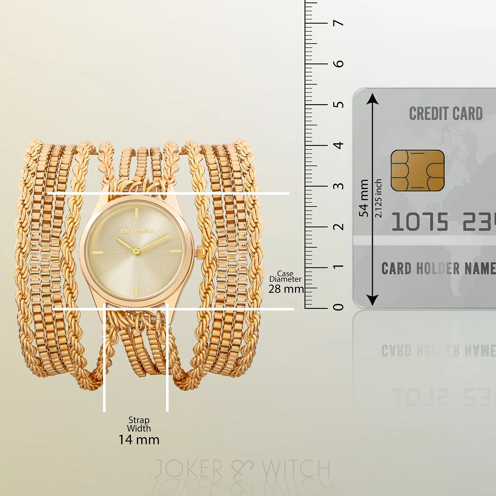 Eltina Gold Small Dial Chain Wrap Around Strap Women's Watch - Image 8
