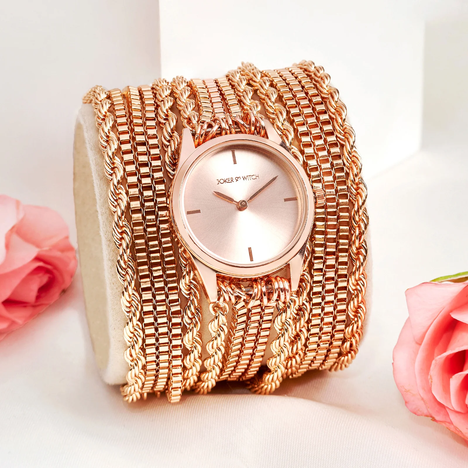 Eltina Rose Gold Small Dial Chain Wrap Around Strap Women's Watch - Image 2