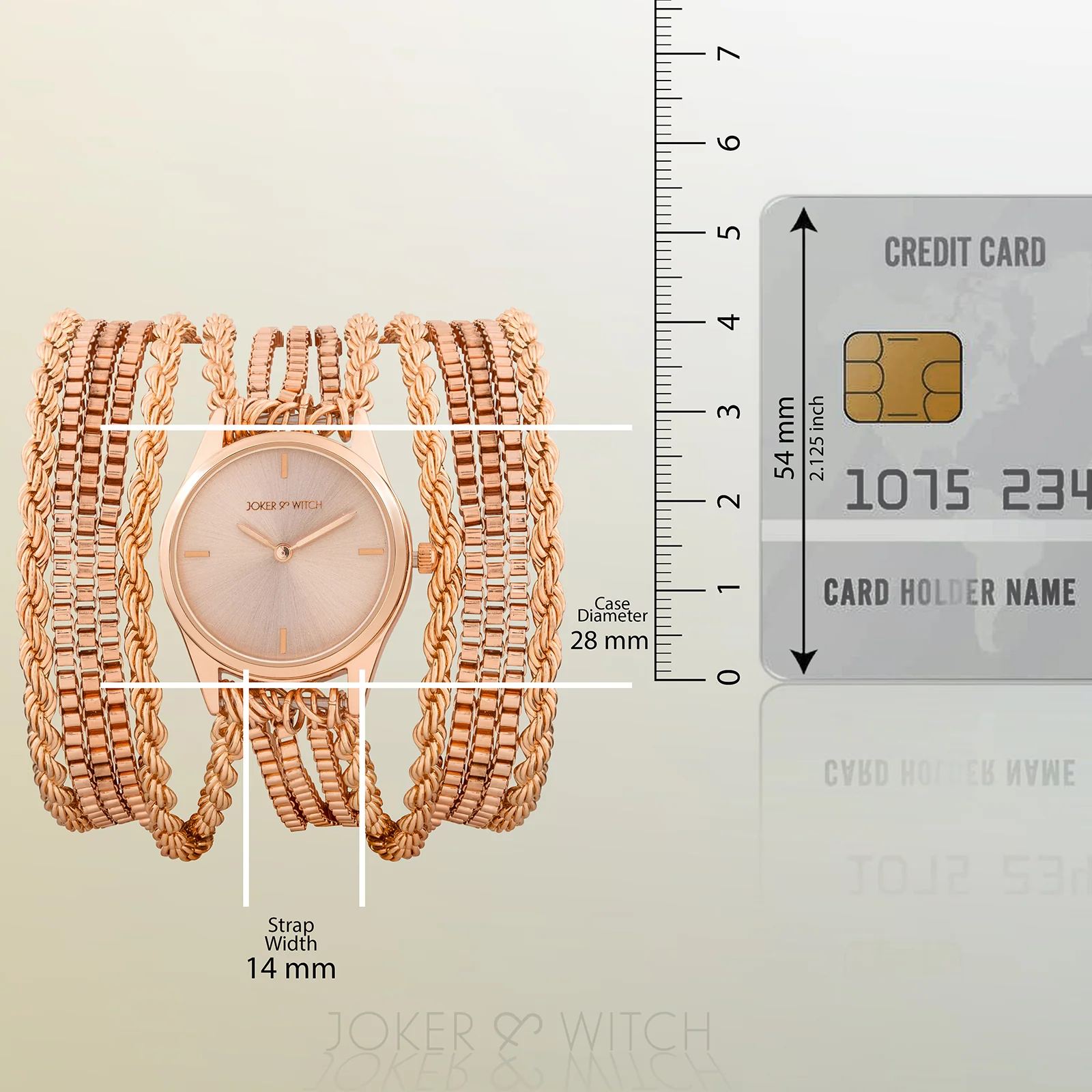 Eltina Rose Gold Small Dial Chain Wrap Around Strap Women's Watch - Image 8