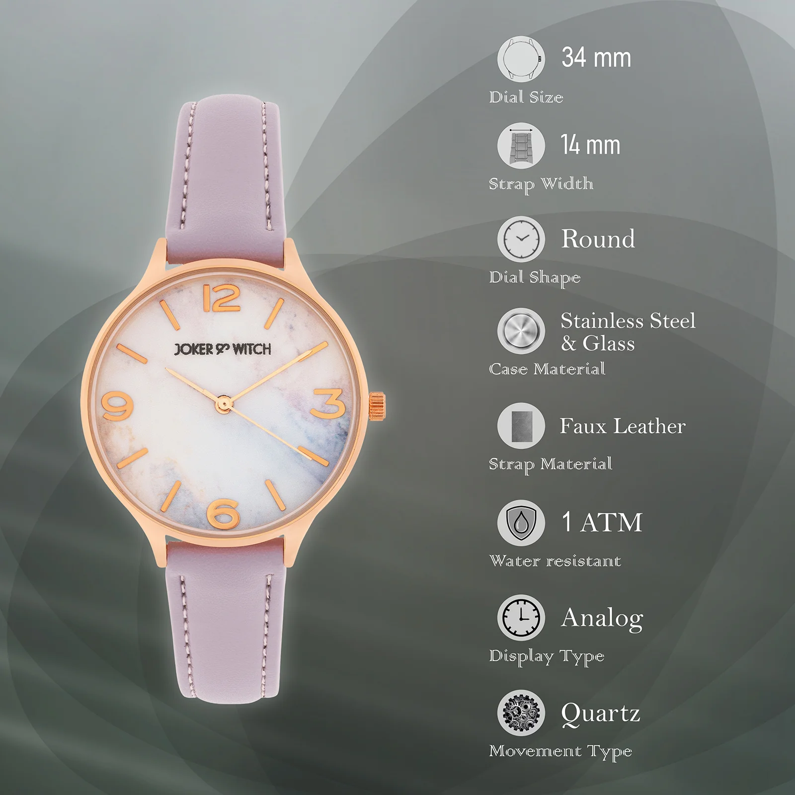 Elysian Medium Dial Lavender PU Strap Women's Watch - Image 7