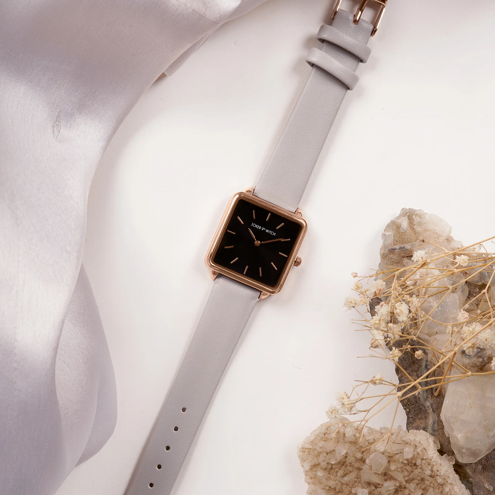 Emily Black Small Square Dial Grey PU Strap Women's Watch - Image 6