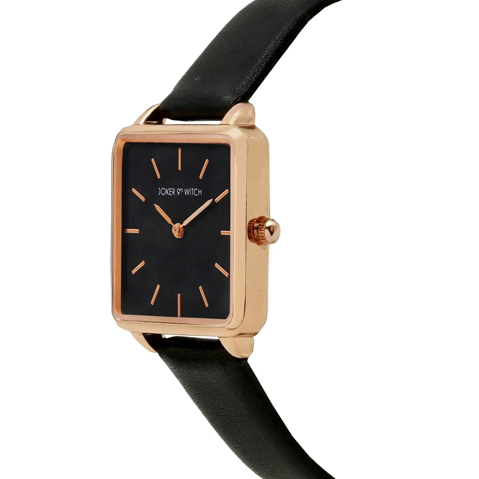 Emily Rose Gold Black Small Square Dial PU Strap Women's Watch - Image 2