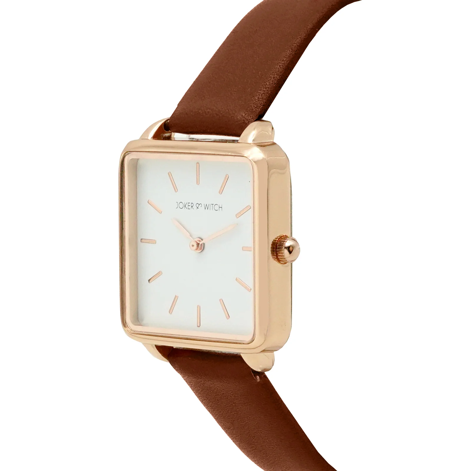 Emily White Small Square Dial Brown PU Strap Women's Watch - Image 3