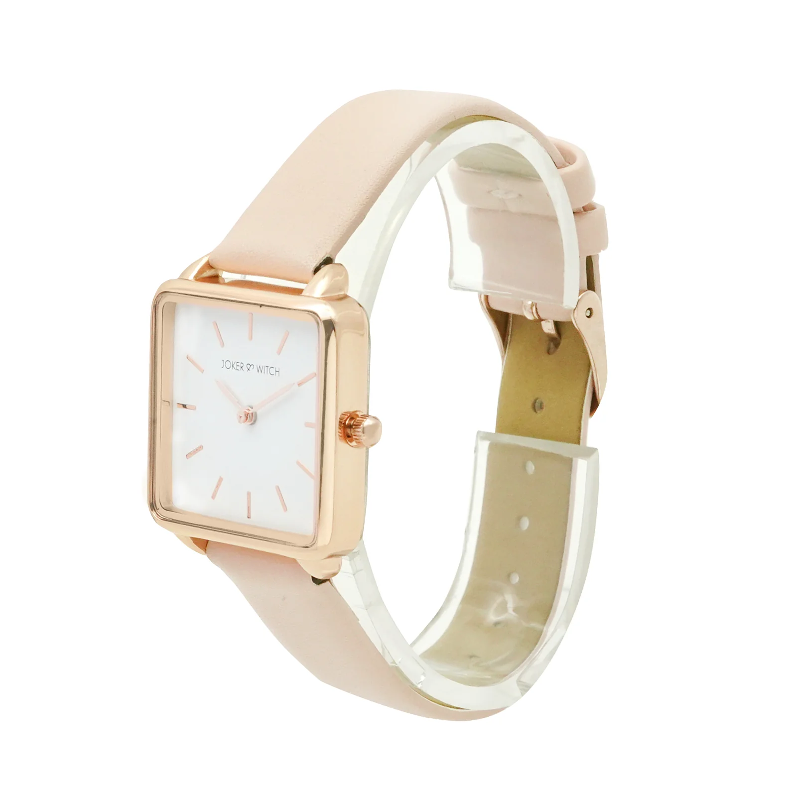 Emily White Small Square Dial Pink PU Strap Women's Watch - Image 7