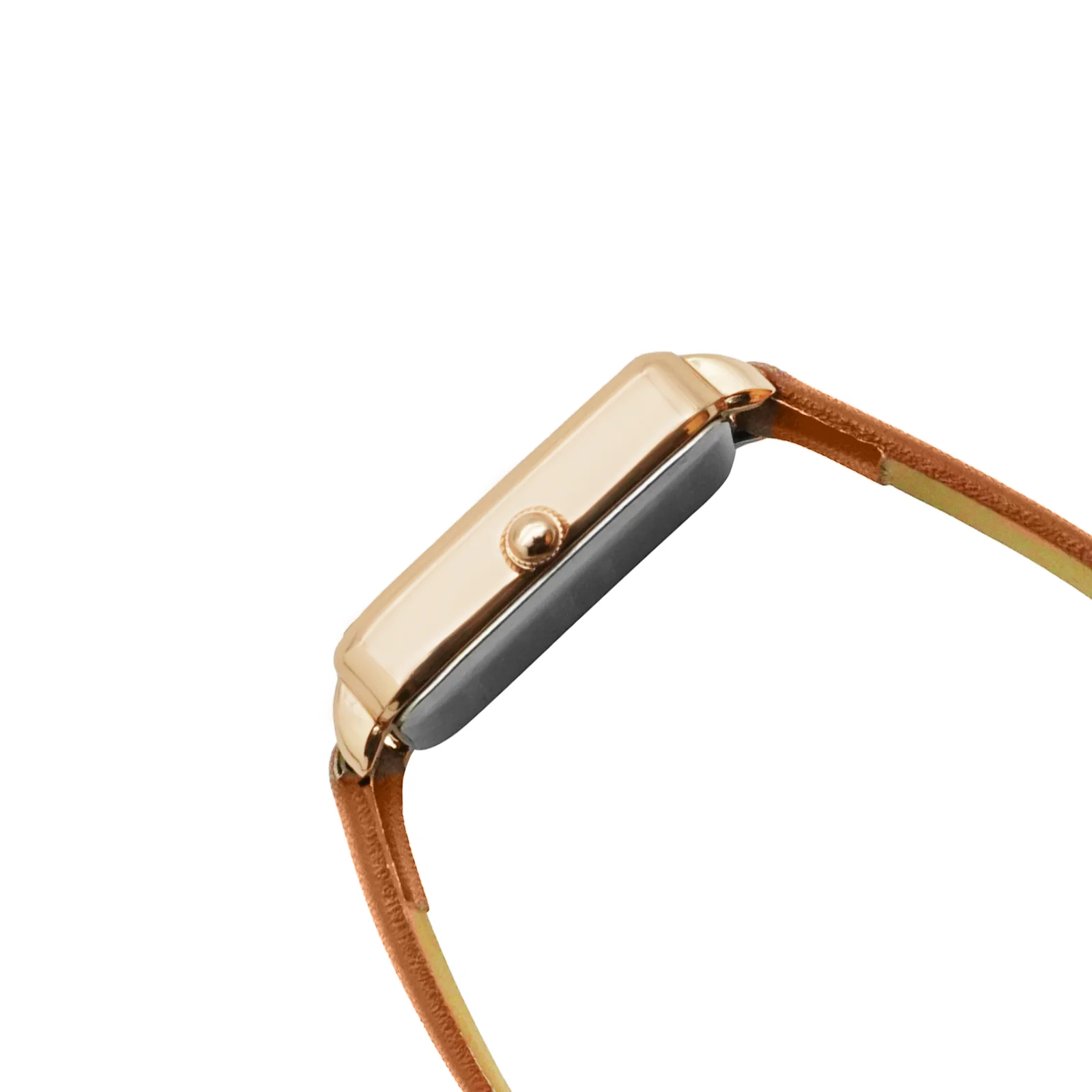 Emily White Small Square Dial Tan PU Strap Women's Watch - Image 4