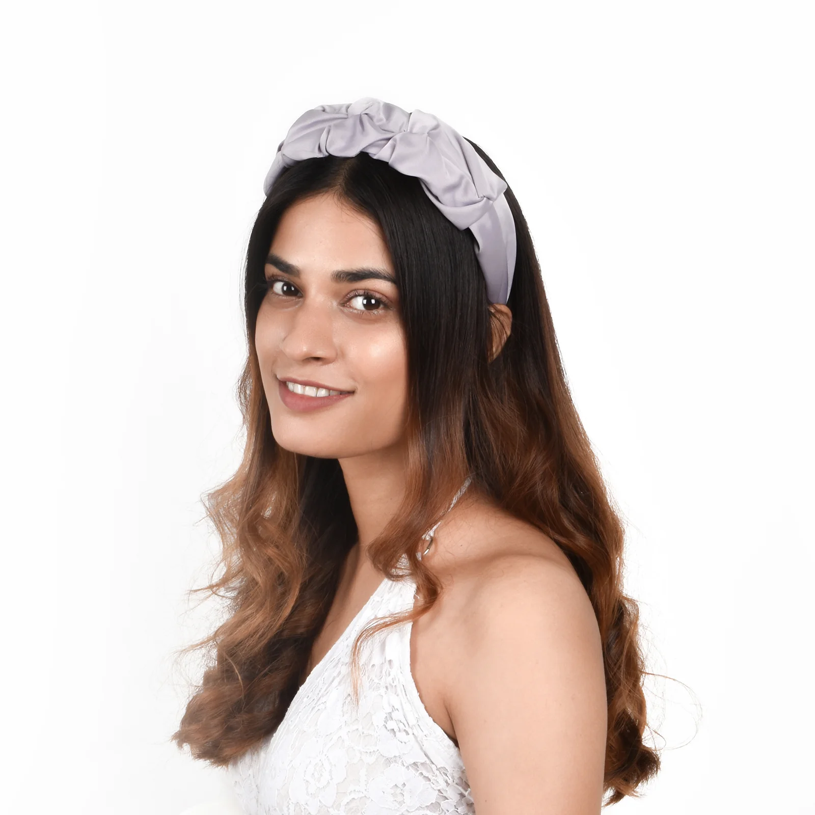 Emmy Slate Grey Smocked Hairband - Image 2