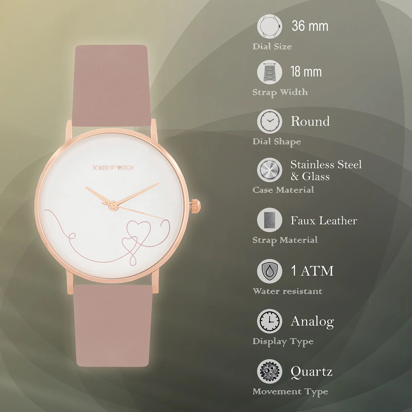 Printed Enchant Mauve Medium Dial PU Strap Women's Watch - Image 7
