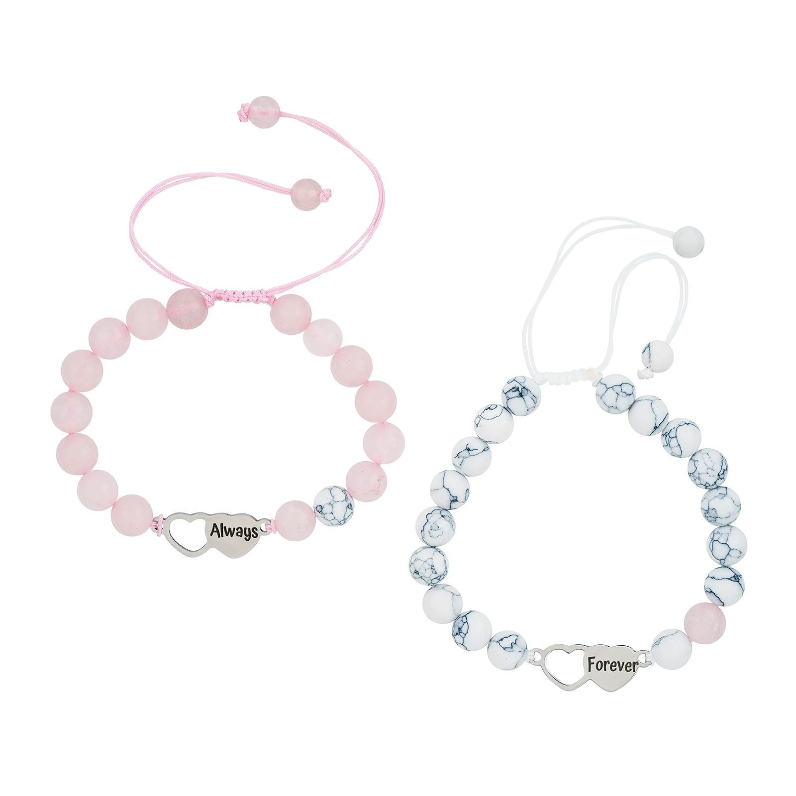 Enchanted Pink And White Couple Beaded Bracelet - Image 3